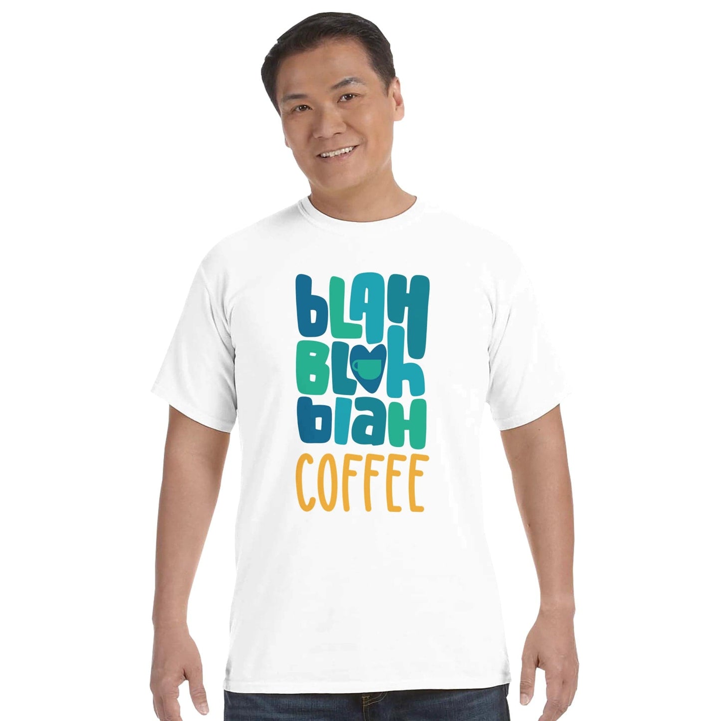 Good Bean Gifts Blah, Blah, Blah, Coffee - Heavyweight Crewneck T-Shirt | Comfort Colors