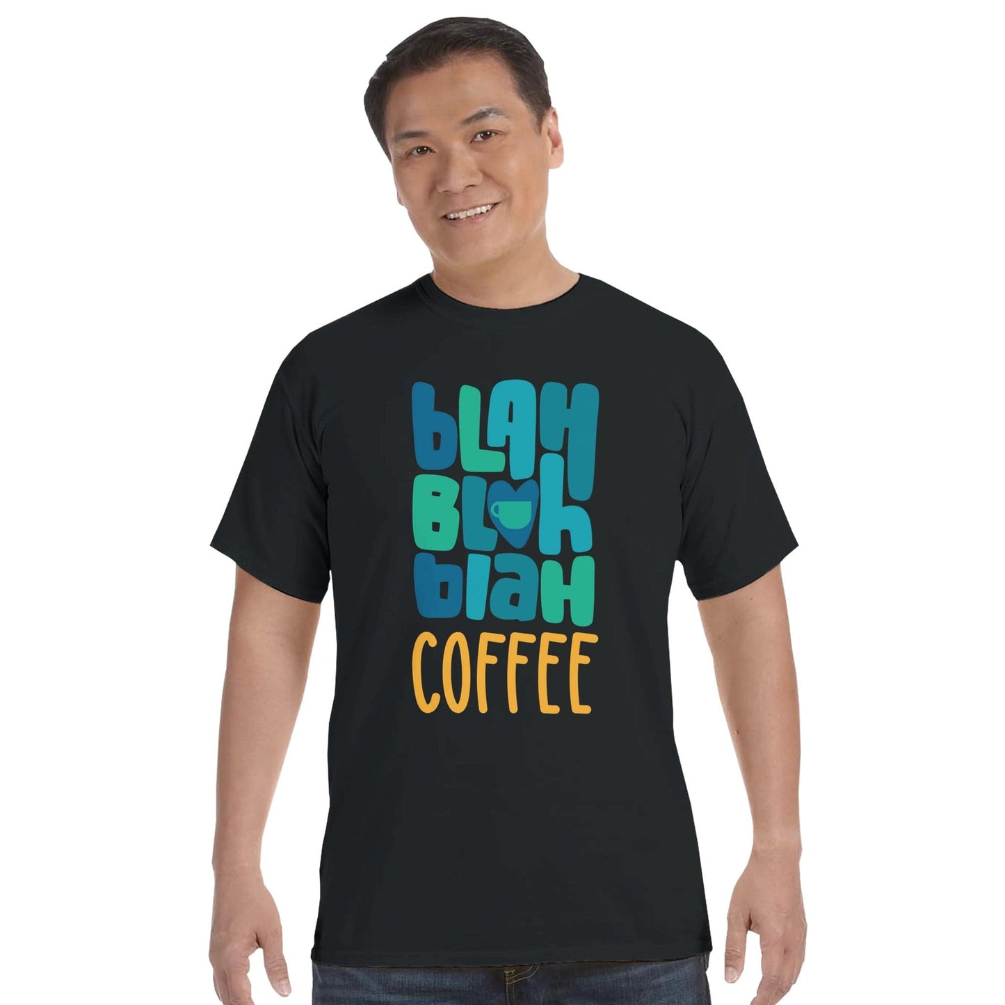 Good Bean Gifts Blah, Blah, Blah, Coffee - Heavyweight Crewneck T-Shirt | Comfort Colors