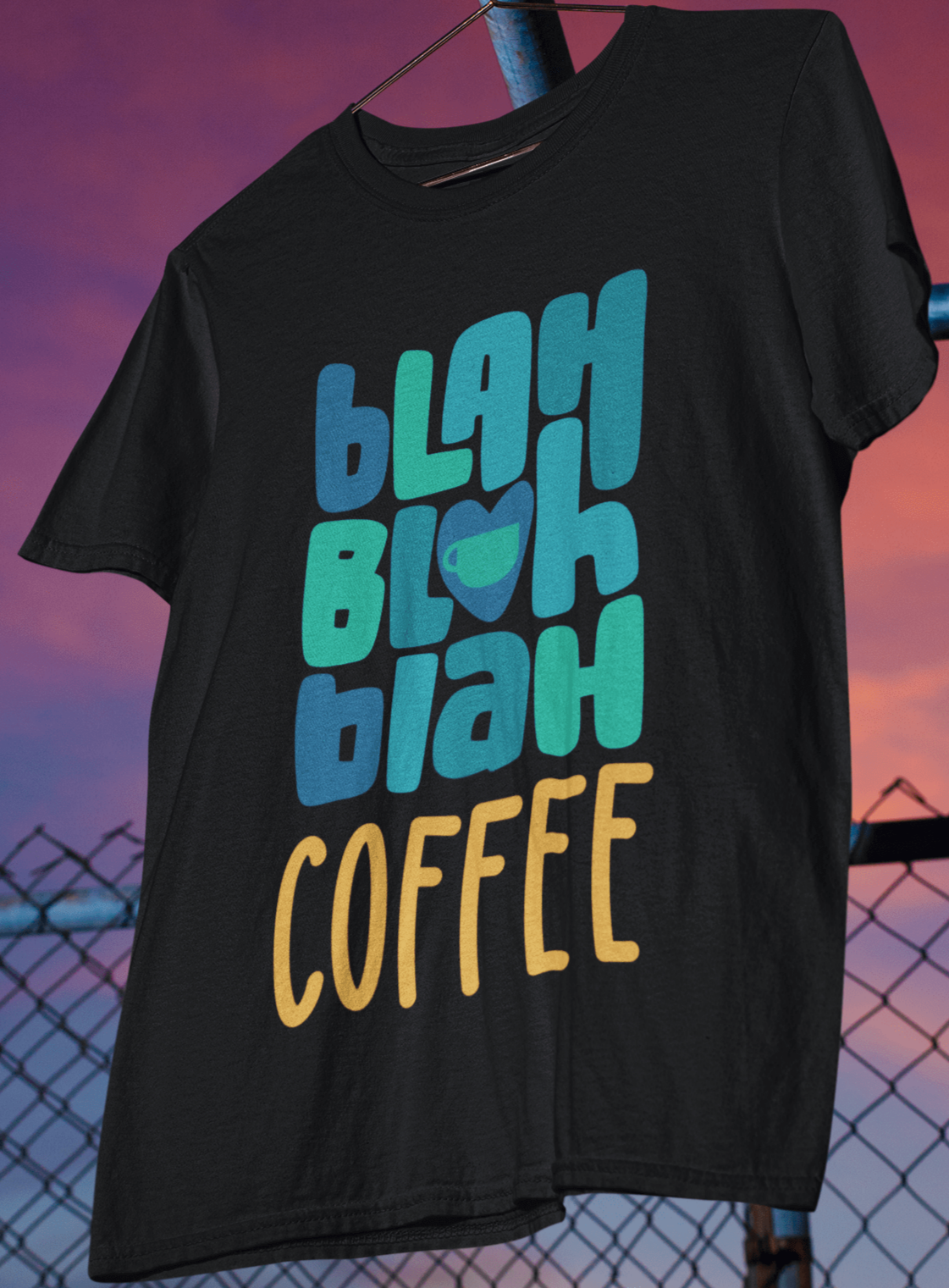 Good Bean Gifts Blah, Blah, Blah, Coffee - Heavyweight Crewneck T-Shirt | Comfort Colors Black / S