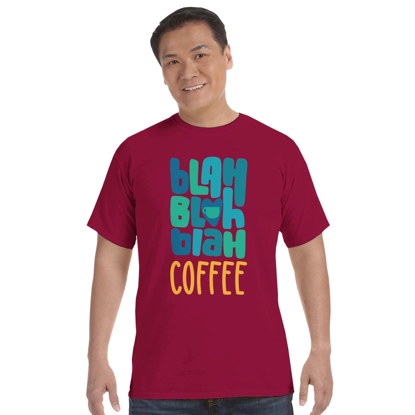 Good Bean Gifts Blah, Blah, Blah, Coffee - Heavyweight Crewneck T-Shirt | Comfort Colors Brick / S