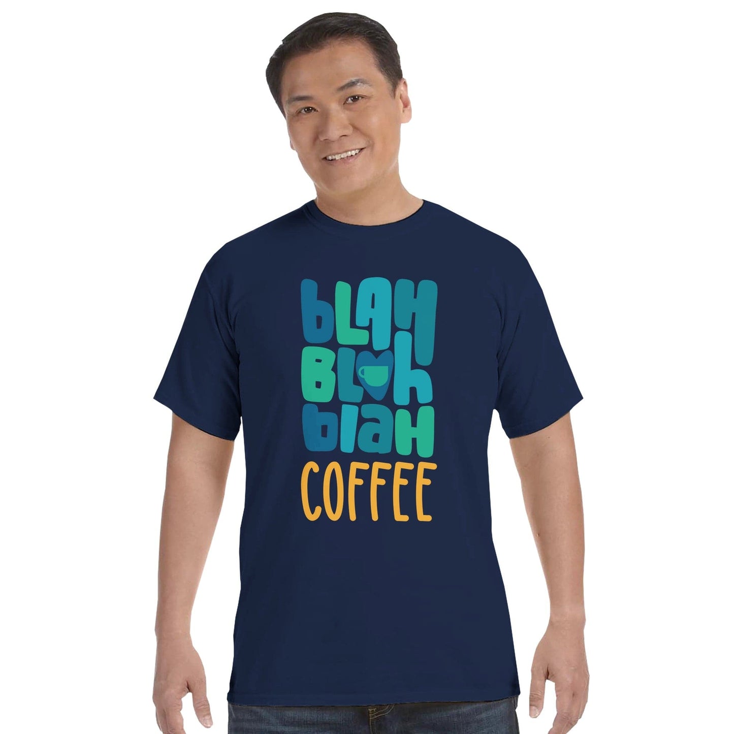 Good Bean Gifts Blah, Blah, Blah, Coffee - Heavyweight Crewneck T-Shirt | Comfort Colors Navy / S