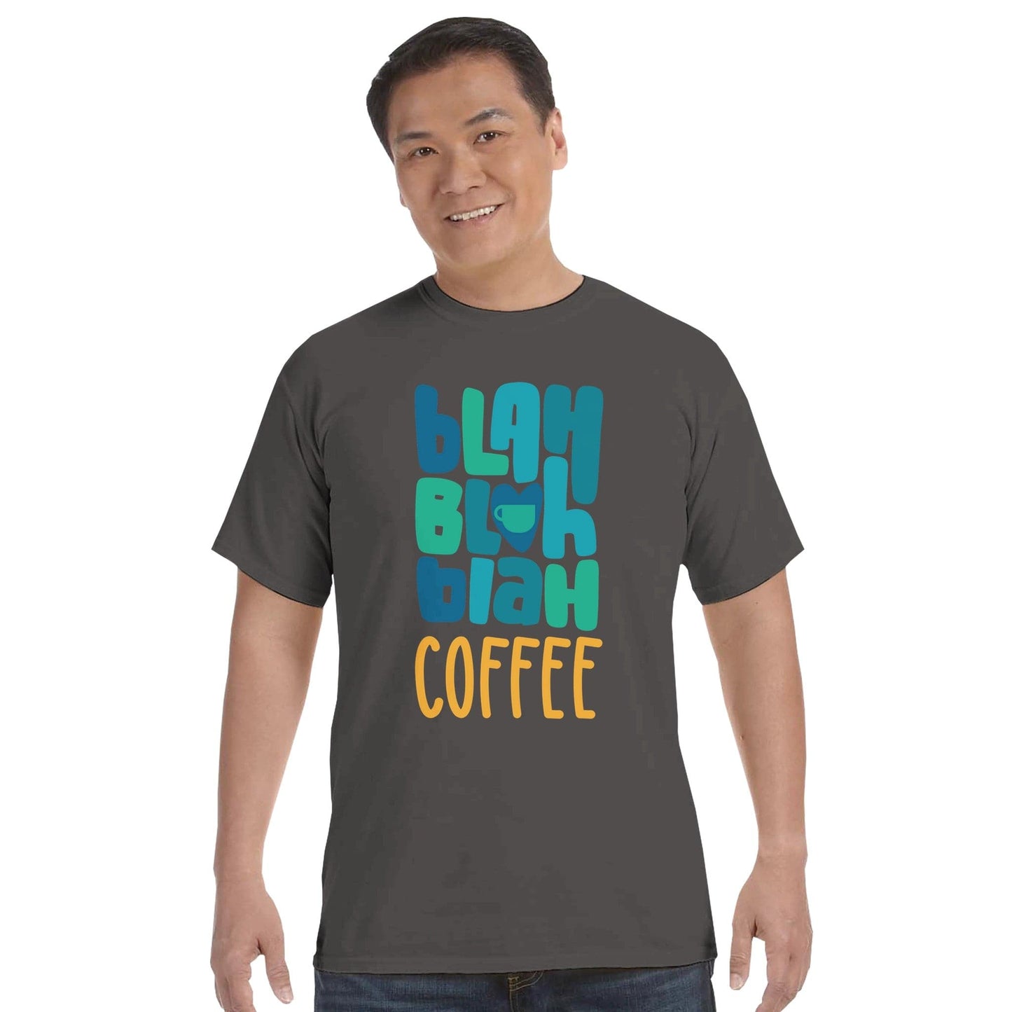Good Bean Gifts Blah, Blah, Blah, Coffee - Heavyweight Crewneck T-Shirt | Comfort Colors pepper / S