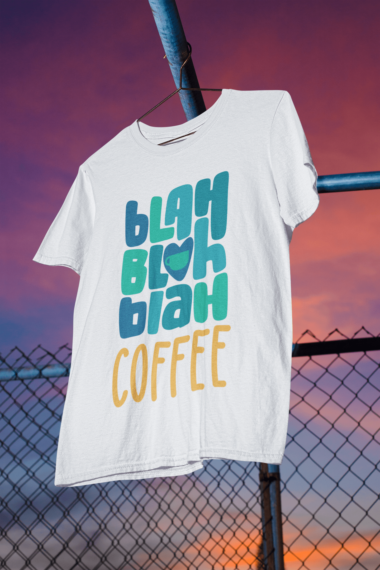 Good Bean Gifts Blah, Blah, Blah, Coffee - Heavyweight Crewneck T-Shirt | Comfort Colors White / S