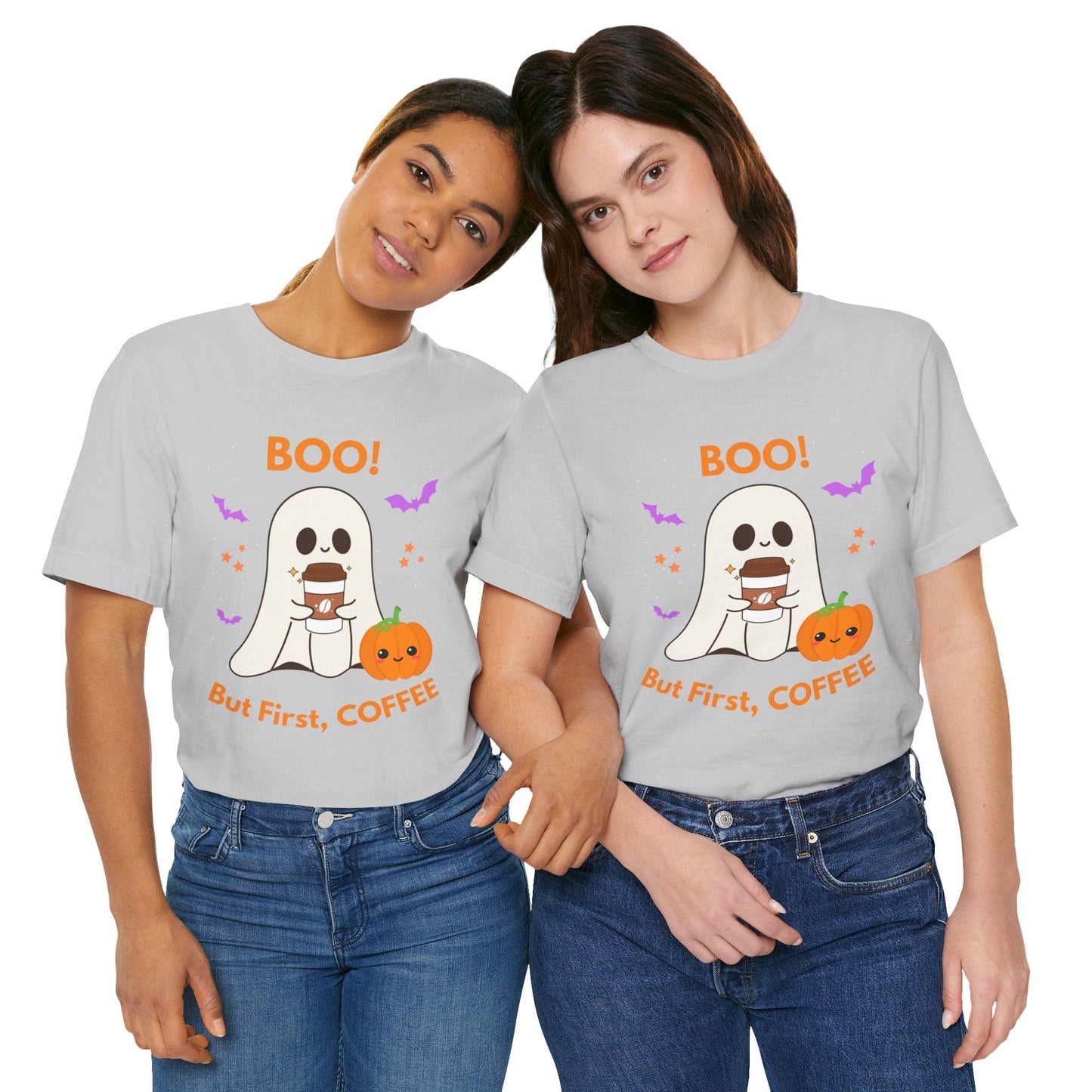 Good Bean Gifts BOO! But First, Coffee T- Shirt Solid Athletic Grey / XS