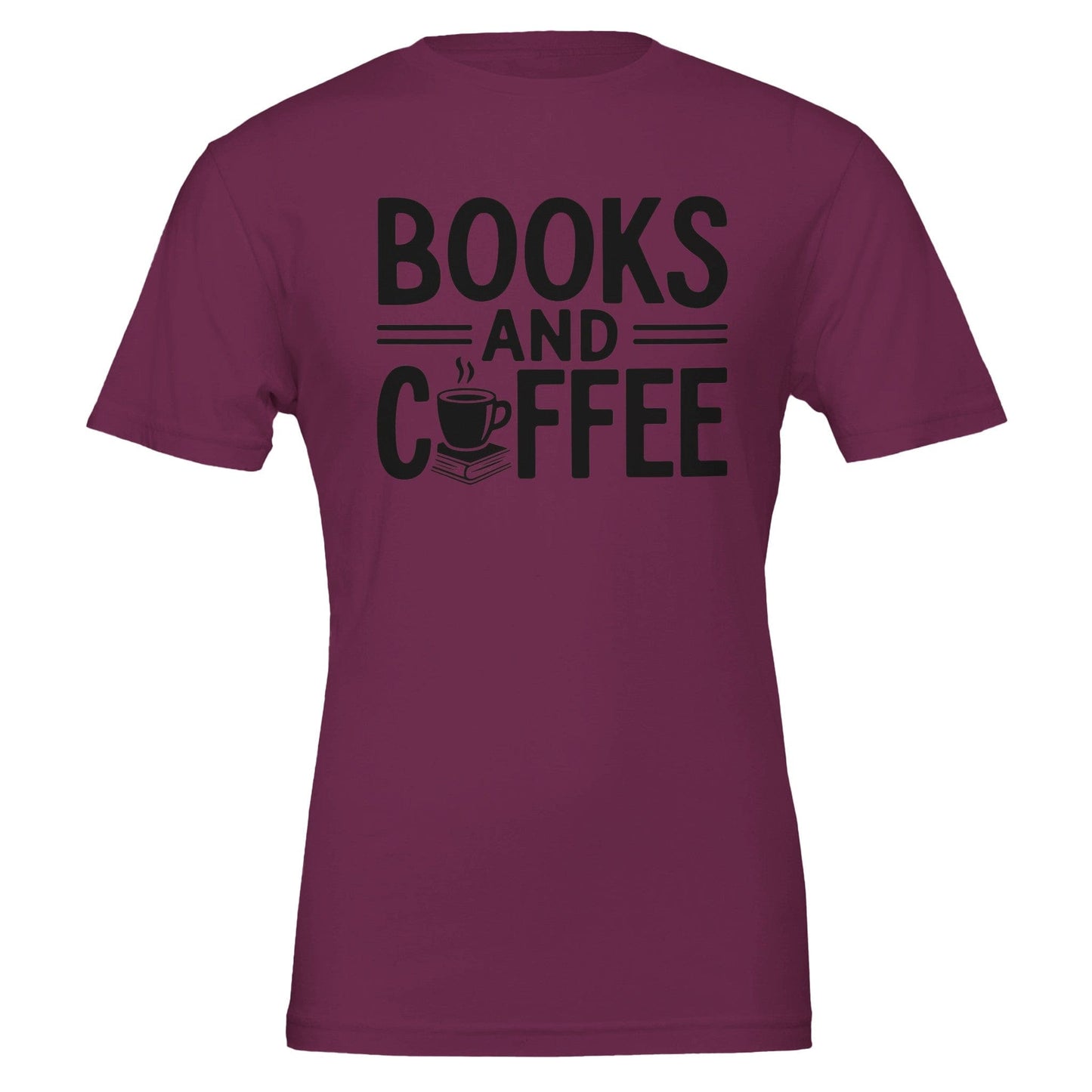 Good Bean Gifts "Books and Coffee" Funny T-Shirt – Perfect for Book and Coffee Lovers Berry / S