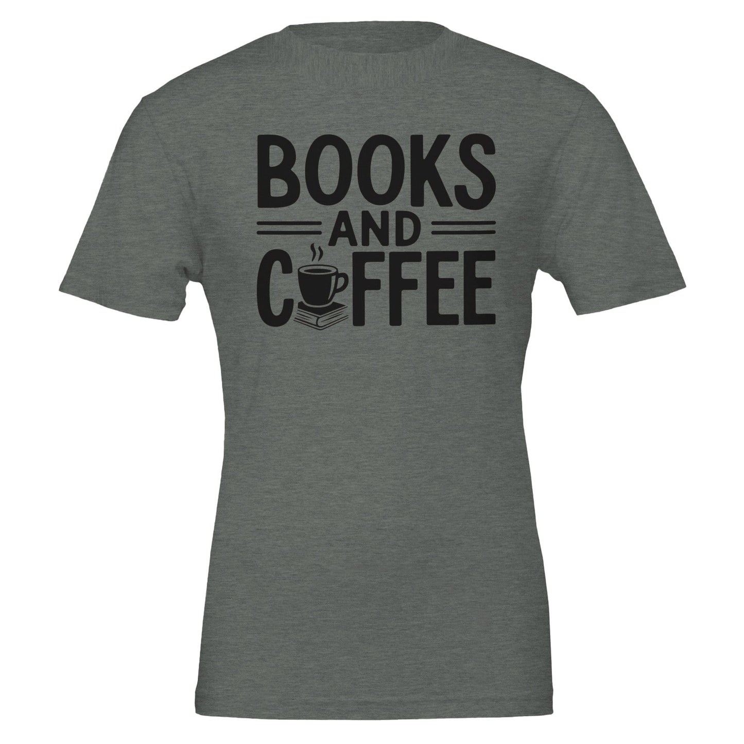 Good Bean Gifts "Books and Coffee" Funny T-Shirt – Perfect for Book and Coffee Lovers Deep Heather / S