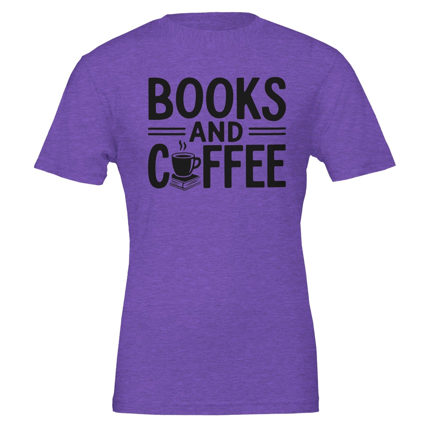 Good Bean Gifts "Books and Coffee" Funny T-Shirt – Perfect for Book and Coffee Lovers Heather Team Purple / S