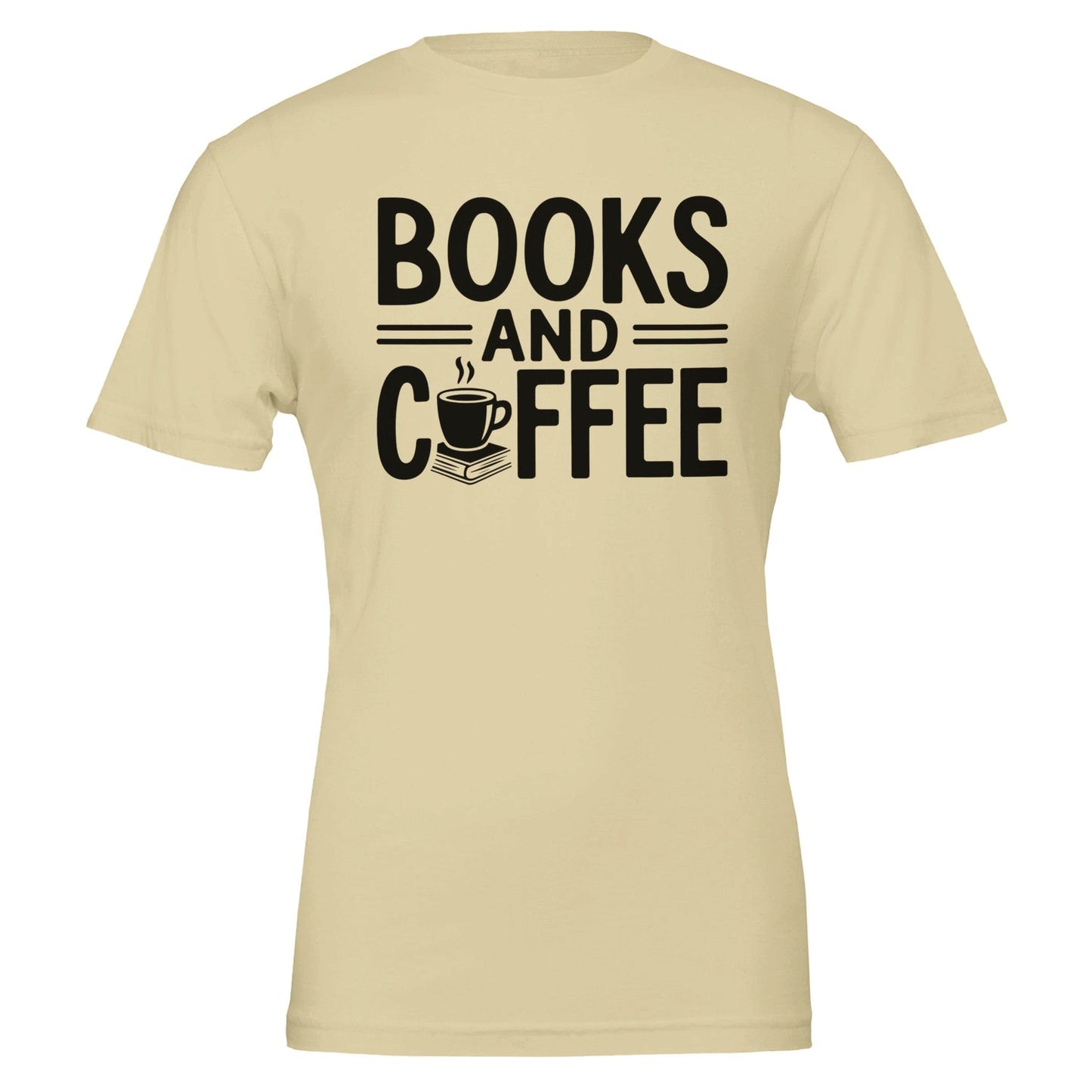 Good Bean Gifts "Books and Coffee" Funny T-Shirt – Perfect for Book and Coffee Lovers Natural / S