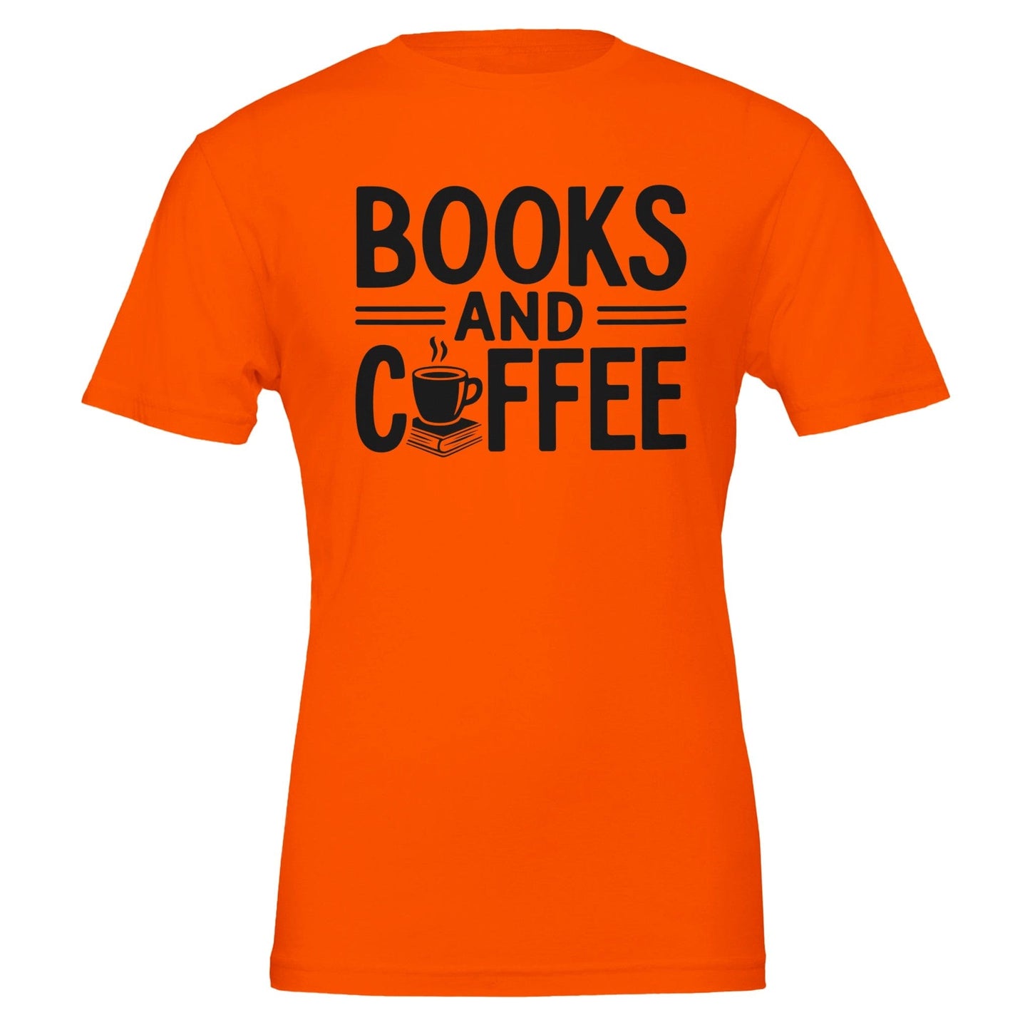 Good Bean Gifts "Books and Coffee" Funny T-Shirt – Perfect for Book and Coffee Lovers Orange / S