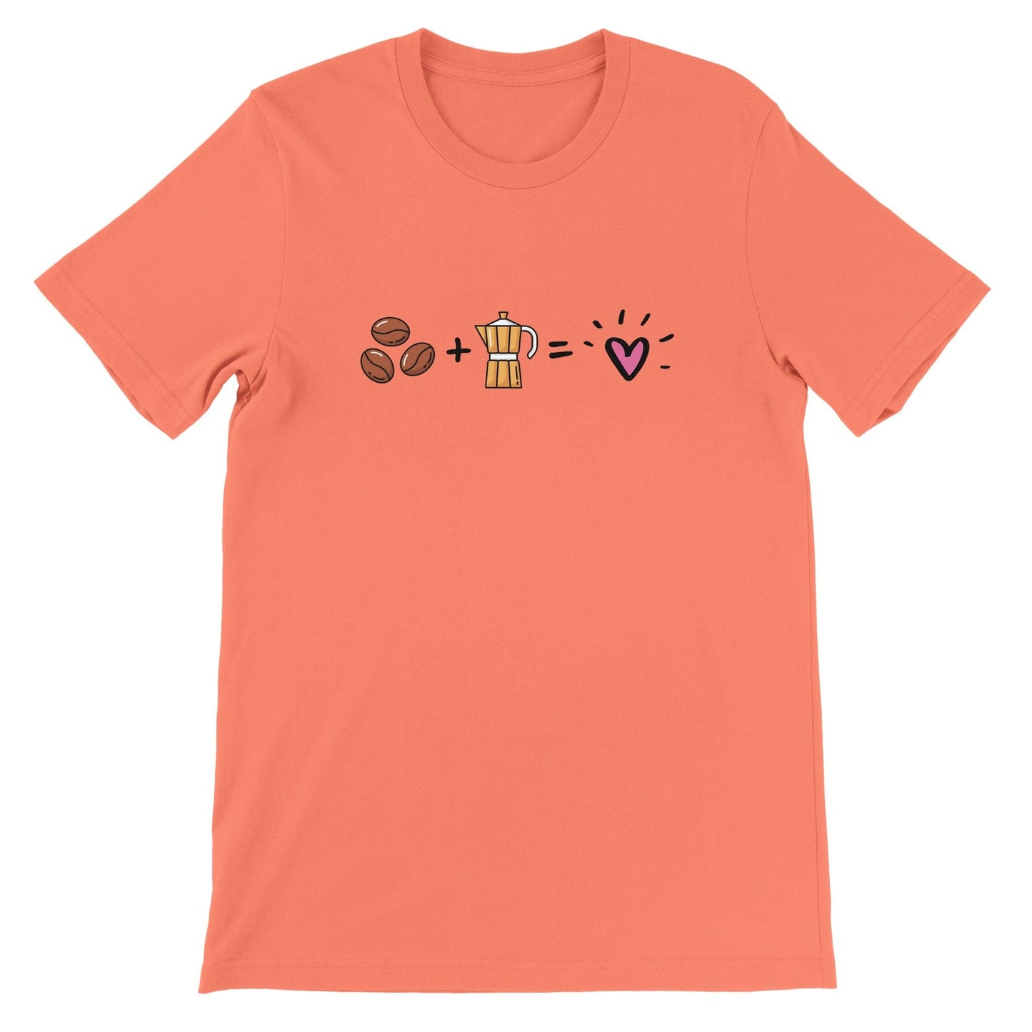 Good Bean Gifts "Brew Coffee = Being Happy Formula" - Unisex Crewneck T-shirt | Bella + Canvas 3001 Coral / S