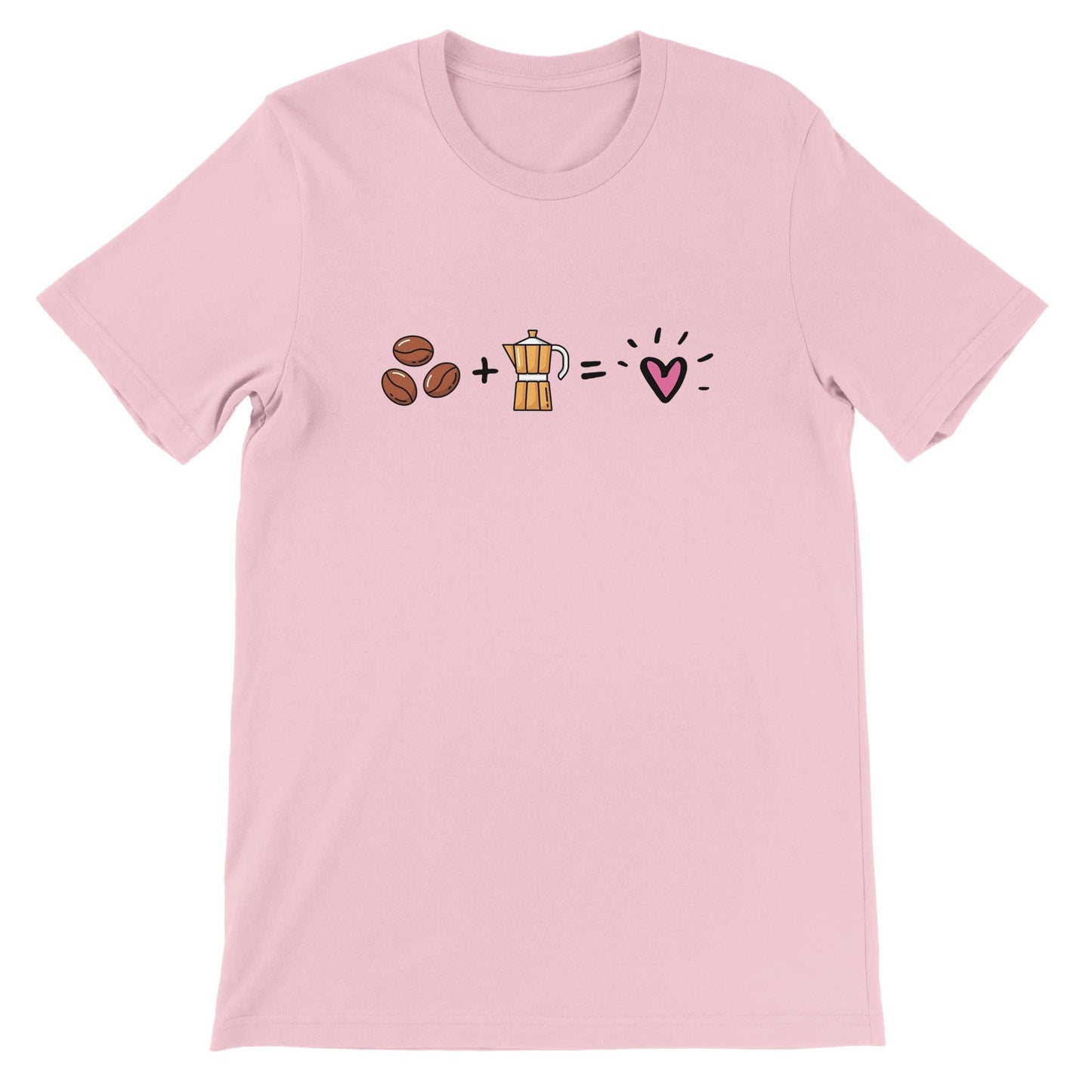 Good Bean Gifts "Brew Coffee = Being Happy Formula" - Unisex Crewneck T-shirt | Bella + Canvas 3001 Pink / S