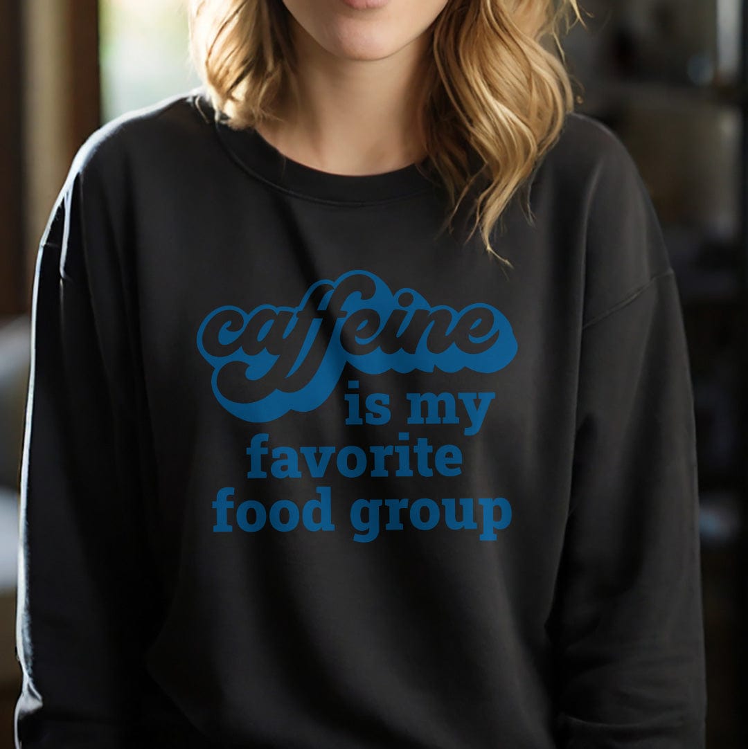 Good Bean Gifts "Caffeine is my favorite food group" Unisex Crewneck Sweatshirt Black / S