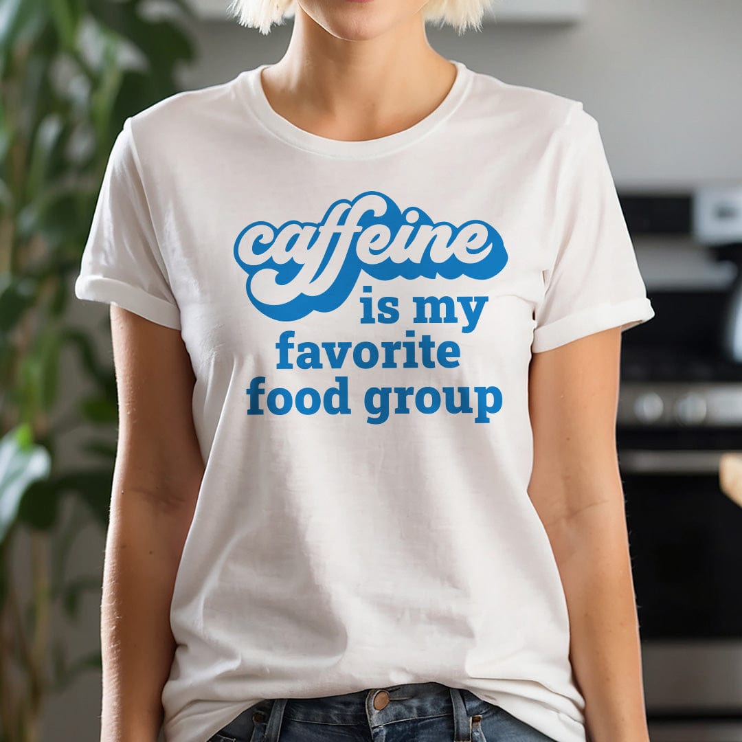 Good Bean Gifts "Caffeine is my favorite food group" Unisex Crewneck T-shirt White / S