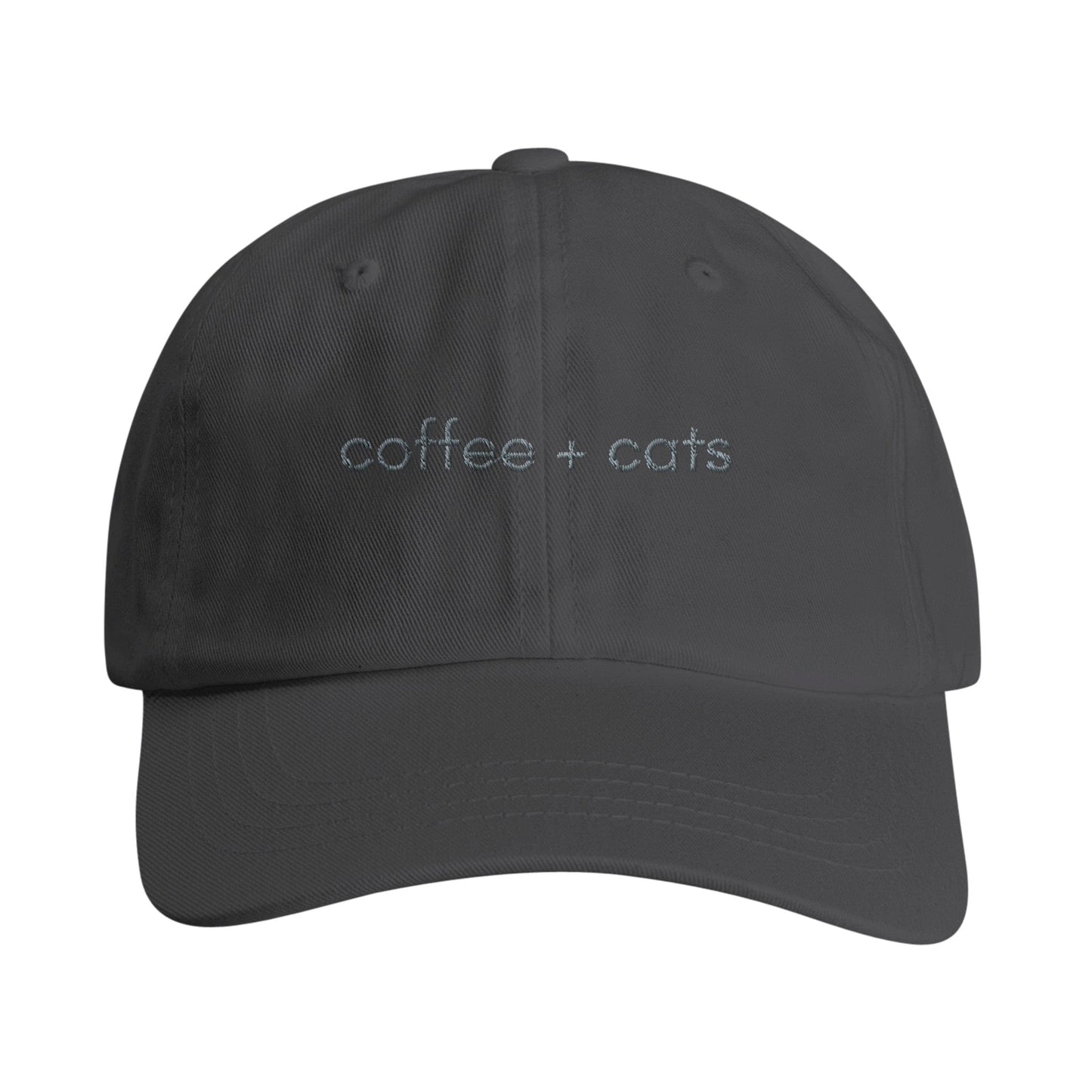 Good Bean Gifts "Coffee + Cats" Embroidered Dad Cap – Perfect Hat for Cat Lovers and Coffee Enthusiasts Dark Grey