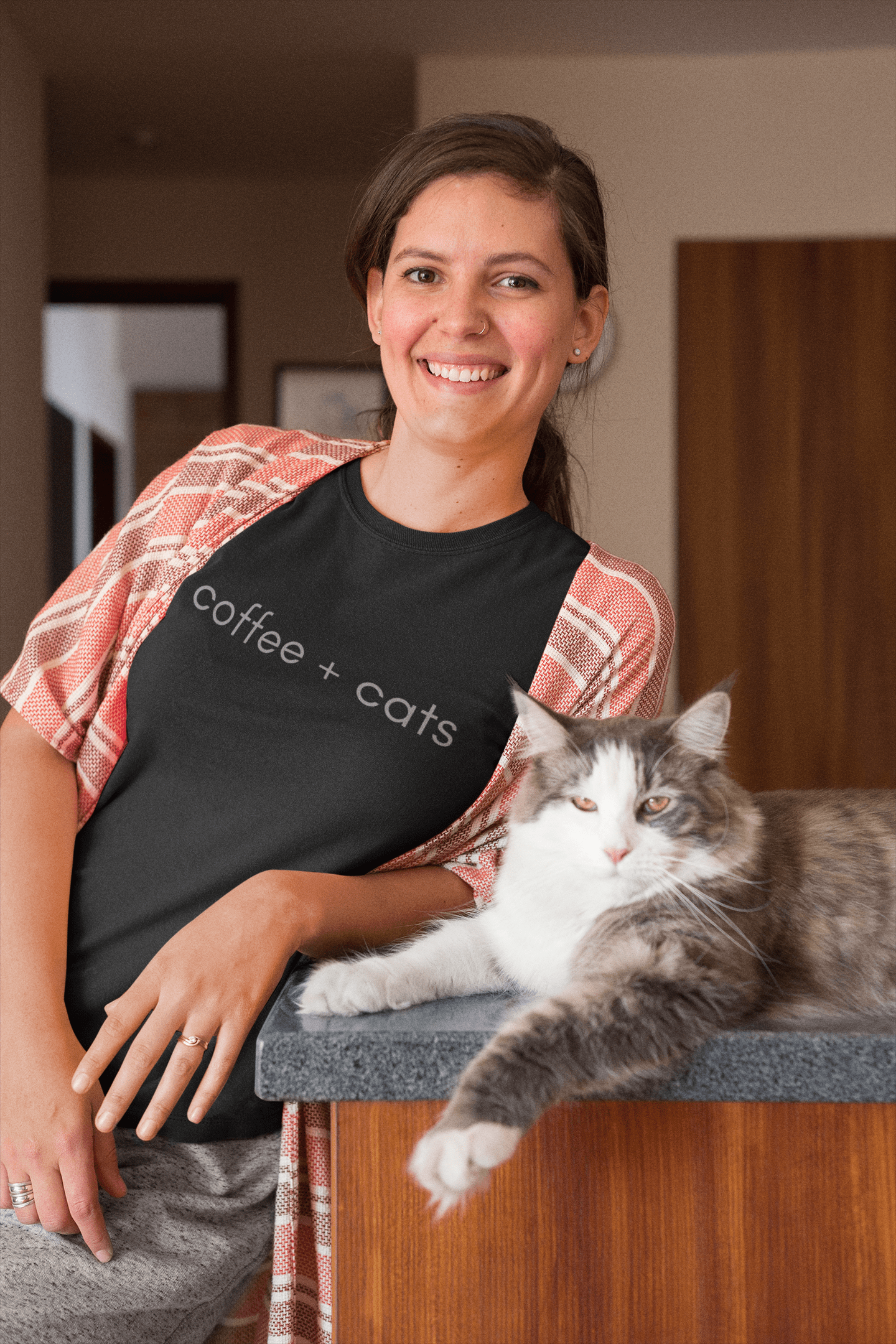 Good Bean Gifts Coffee + Cats T-Shirt – Purr-fect for Cat Lovers and Coffee Enthusiasts Black / S