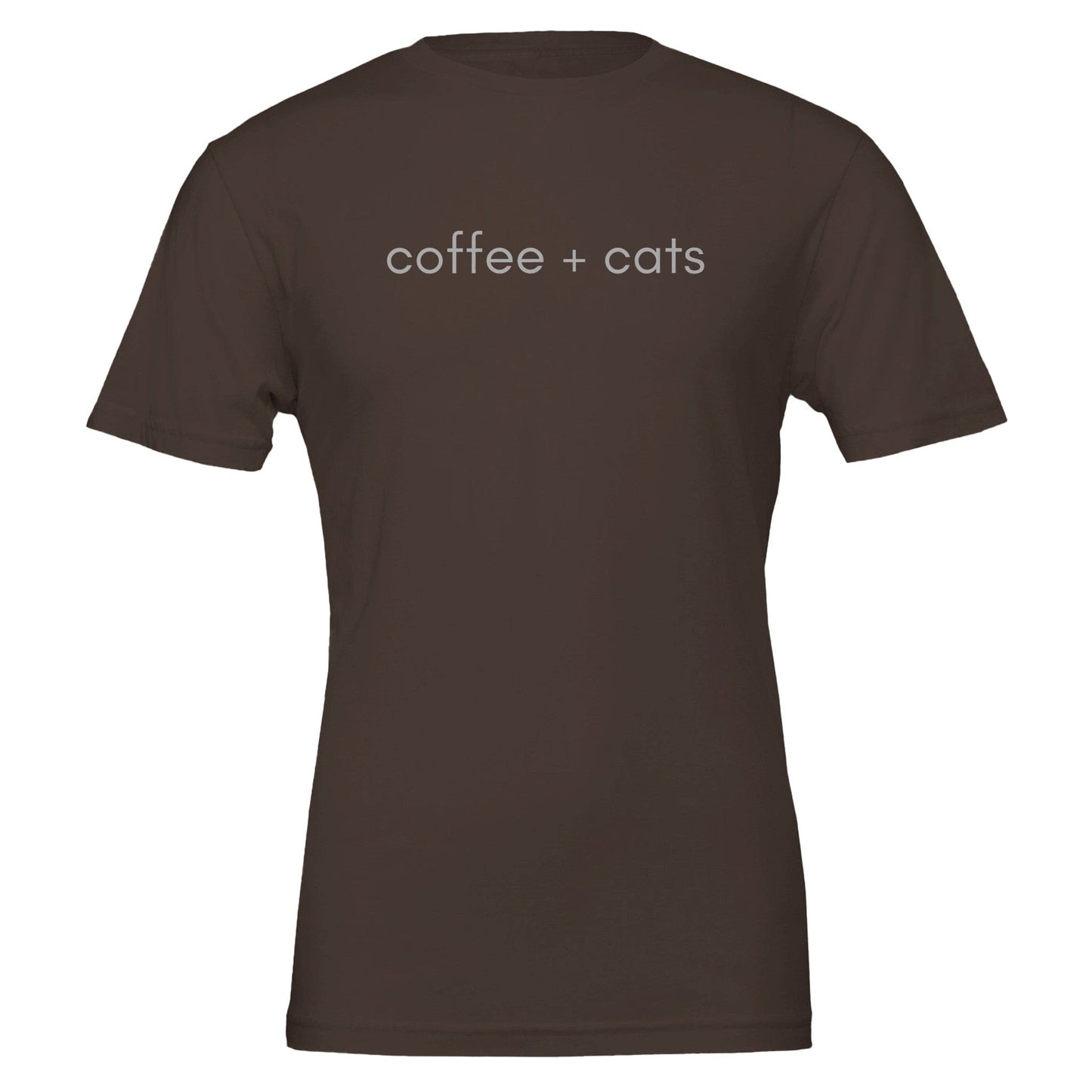 Good Bean Gifts Coffee + Cats T-Shirt – Purr-fect for Cat Lovers and Coffee Enthusiasts Brown / S