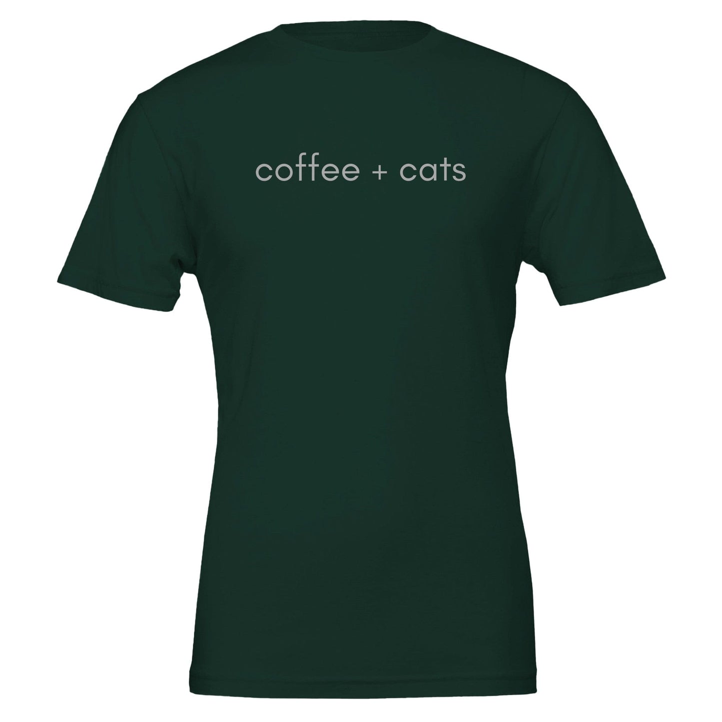 Good Bean Gifts Coffee + Cats T-Shirt – Purr-fect for Cat Lovers and Coffee Enthusiasts Forest / S