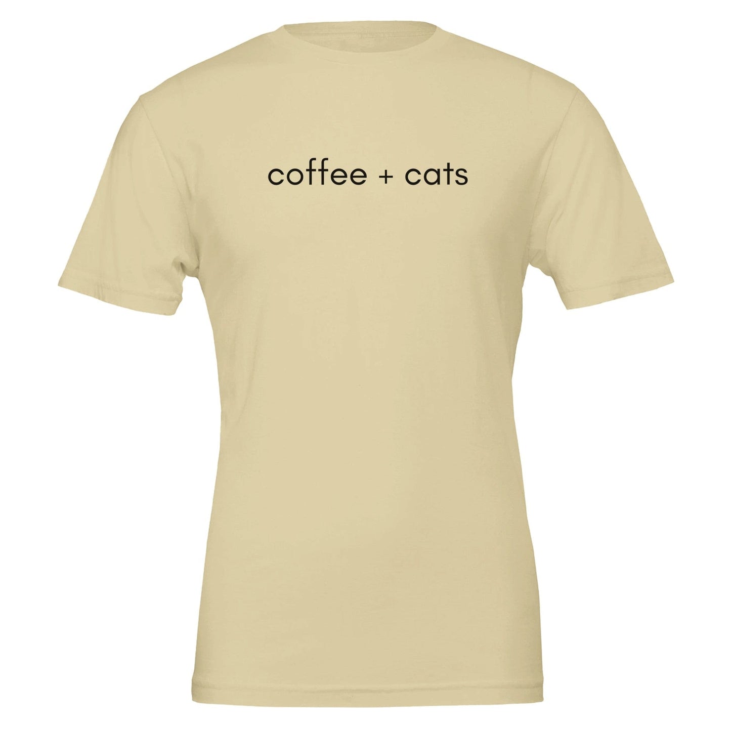 Good Bean Gifts Coffee + Cats T-Shirt – Purr-fect for Cat Lovers and Coffee Enthusiasts Natural / S