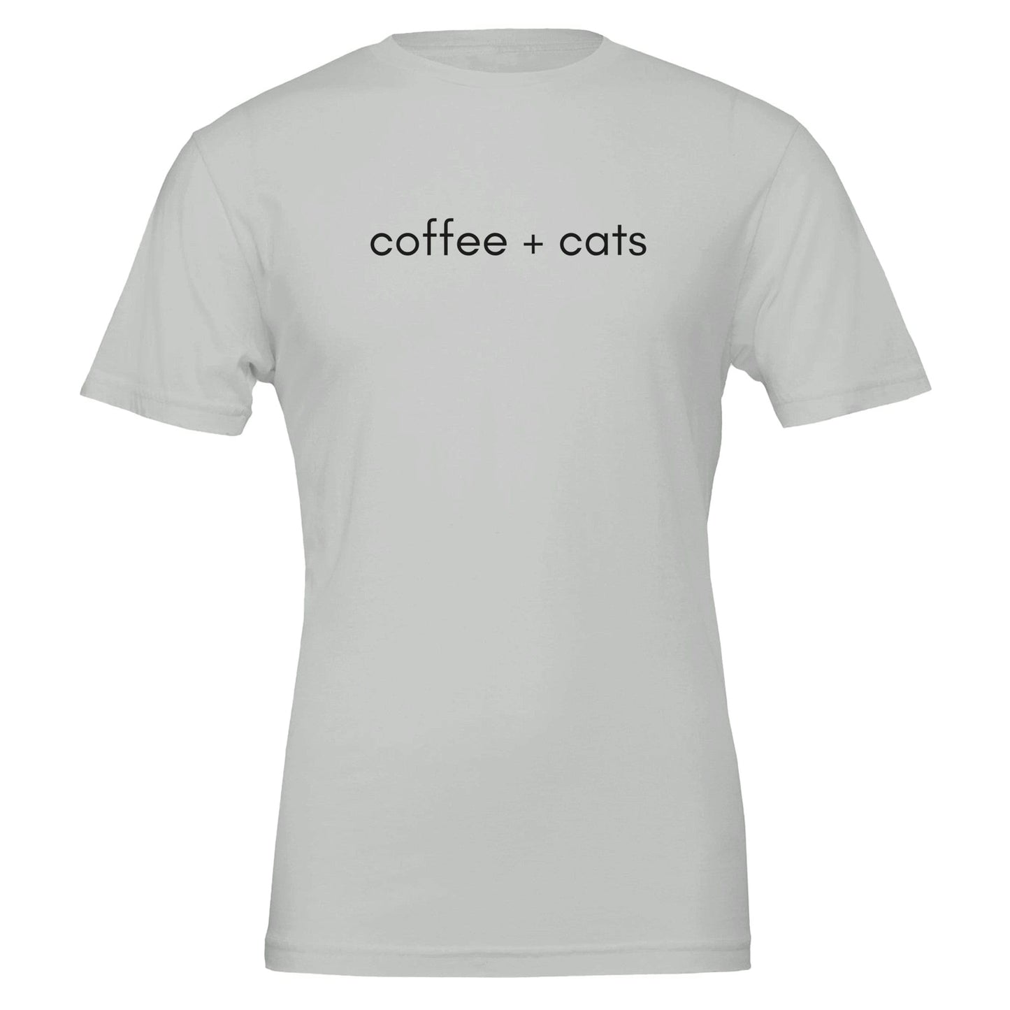 Good Bean Gifts Coffee + Cats T-Shirt – Purr-fect for Cat Lovers and Coffee Enthusiasts Silver / S