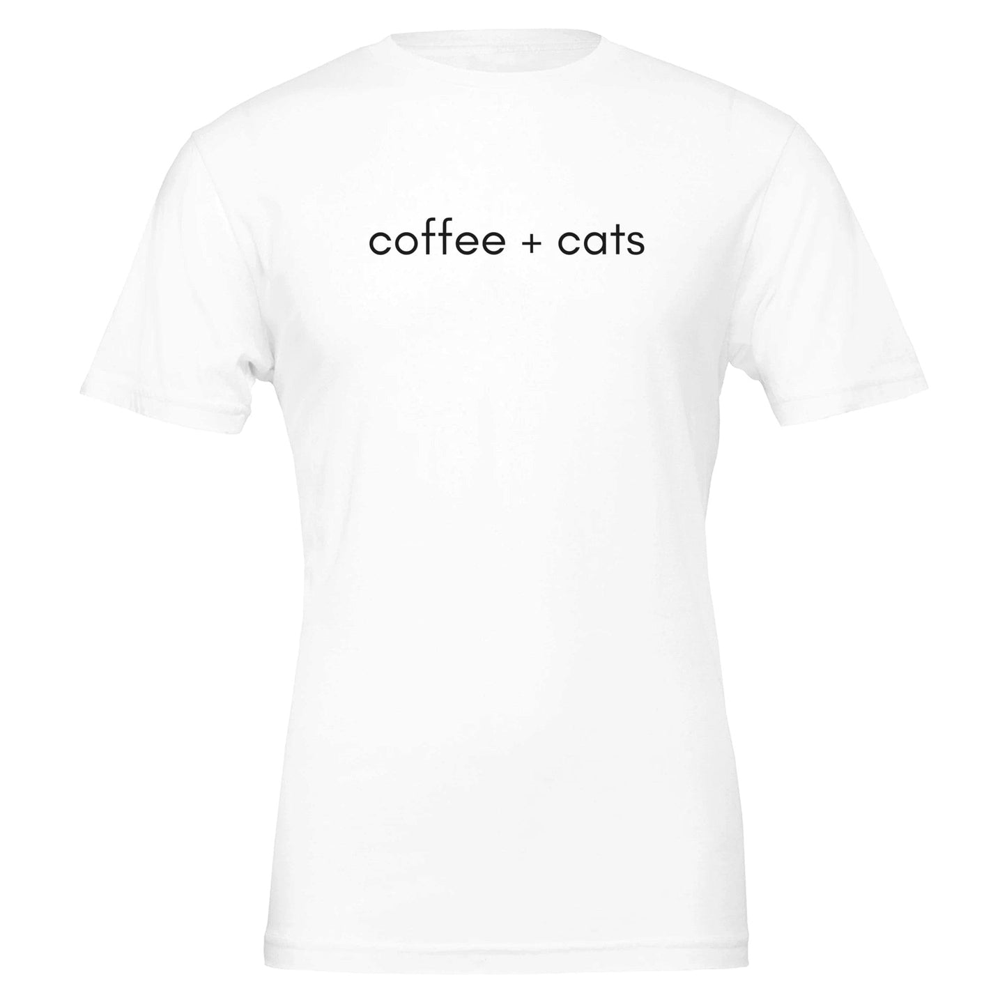 Good Bean Gifts Coffee + Cats T-Shirt – Purr-fect for Cat Lovers and Coffee Enthusiasts White / S