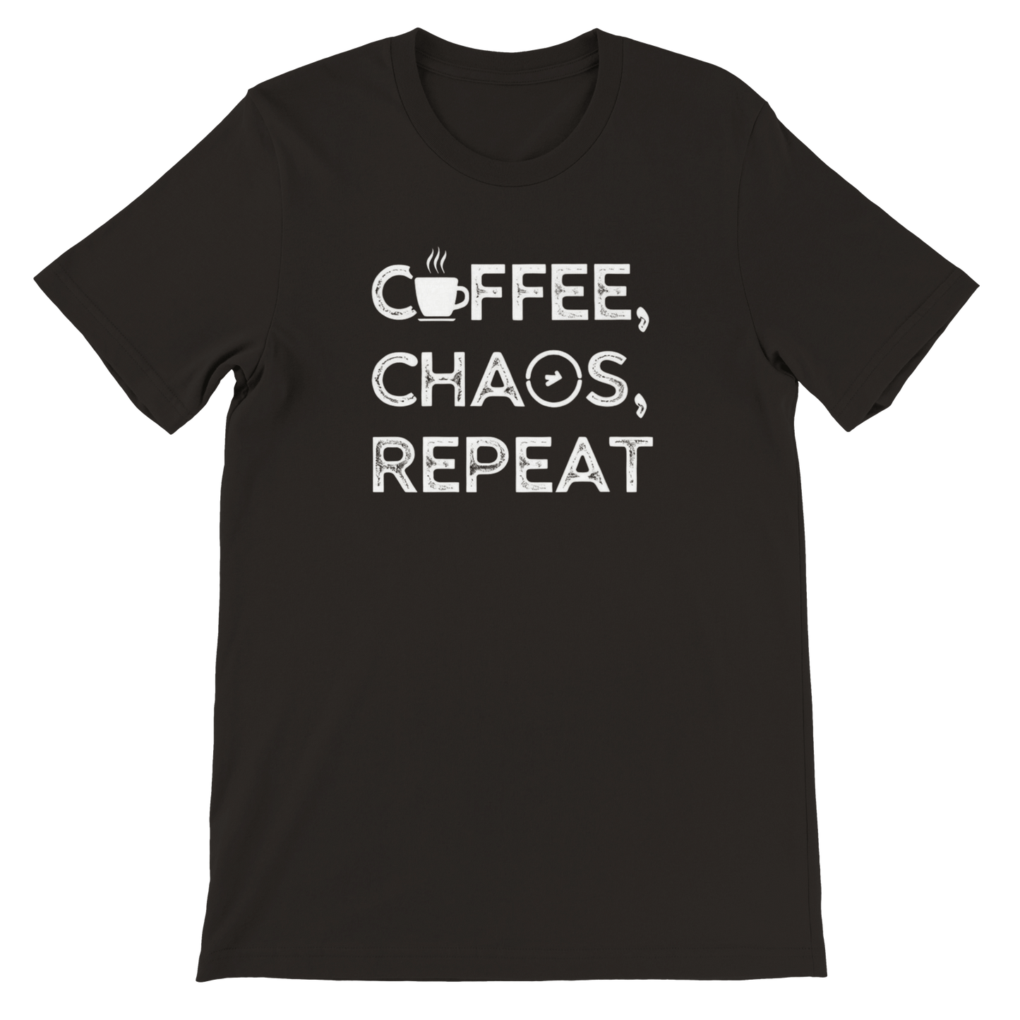Good Bean Gifts Coffee, Chaos, Repeat - Premium Unisex Crewneck T-shirt | Bella + Canvas 3001