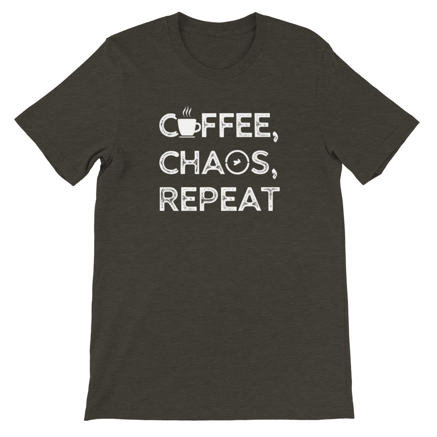 Good Bean Gifts Coffee, Chaos, Repeat - Premium Unisex Crewneck T-shirt | Bella + Canvas 3001 Black Heather / S