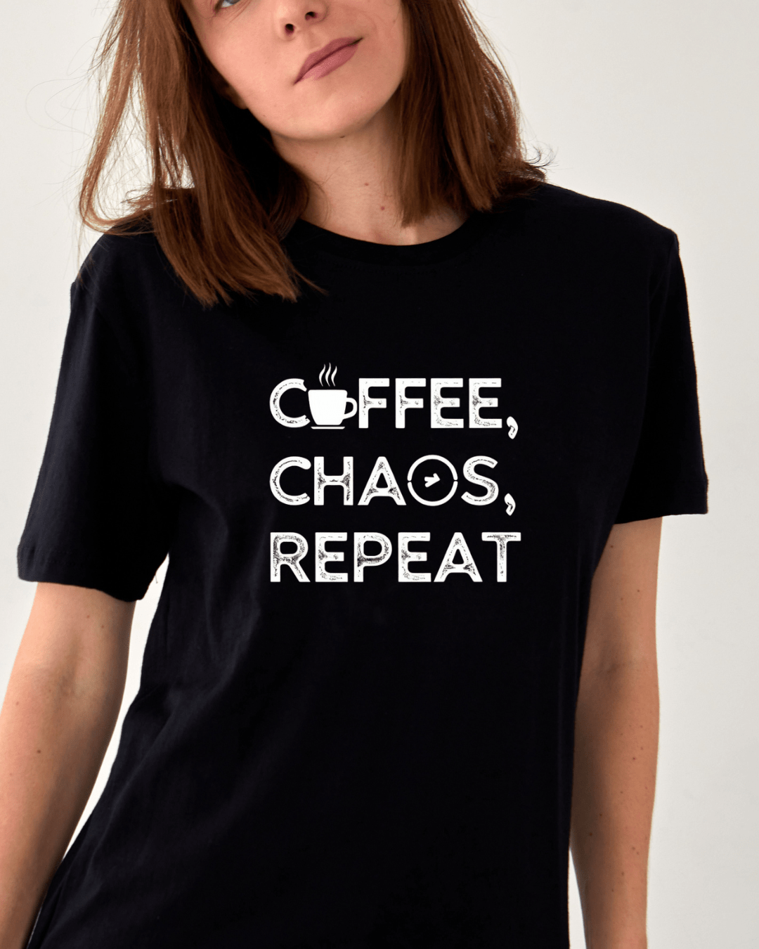 Good Bean Gifts Coffee, Chaos, Repeat - Premium Unisex Crewneck T-shirt | Bella + Canvas 3001 Black / S