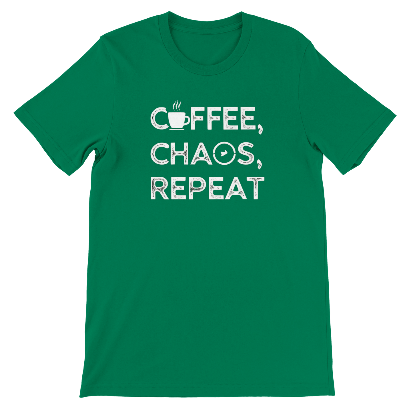 Good Bean Gifts Coffee, Chaos, Repeat - Premium Unisex Crewneck T-shirt | Bella + Canvas 3001 Kelly / S