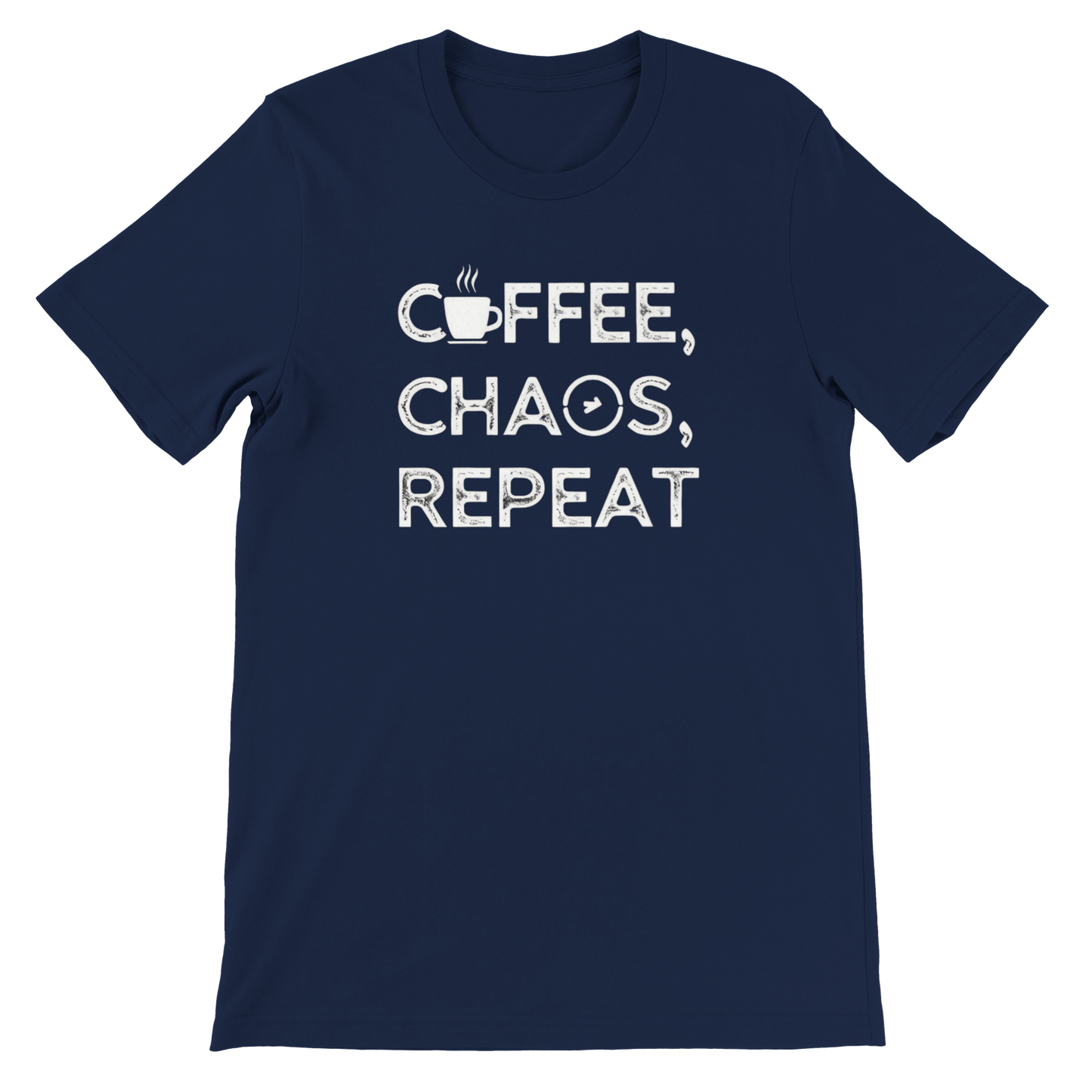 Good Bean Gifts Coffee, Chaos, Repeat - Premium Unisex Crewneck T-shirt | Bella + Canvas 3001 Navy / S