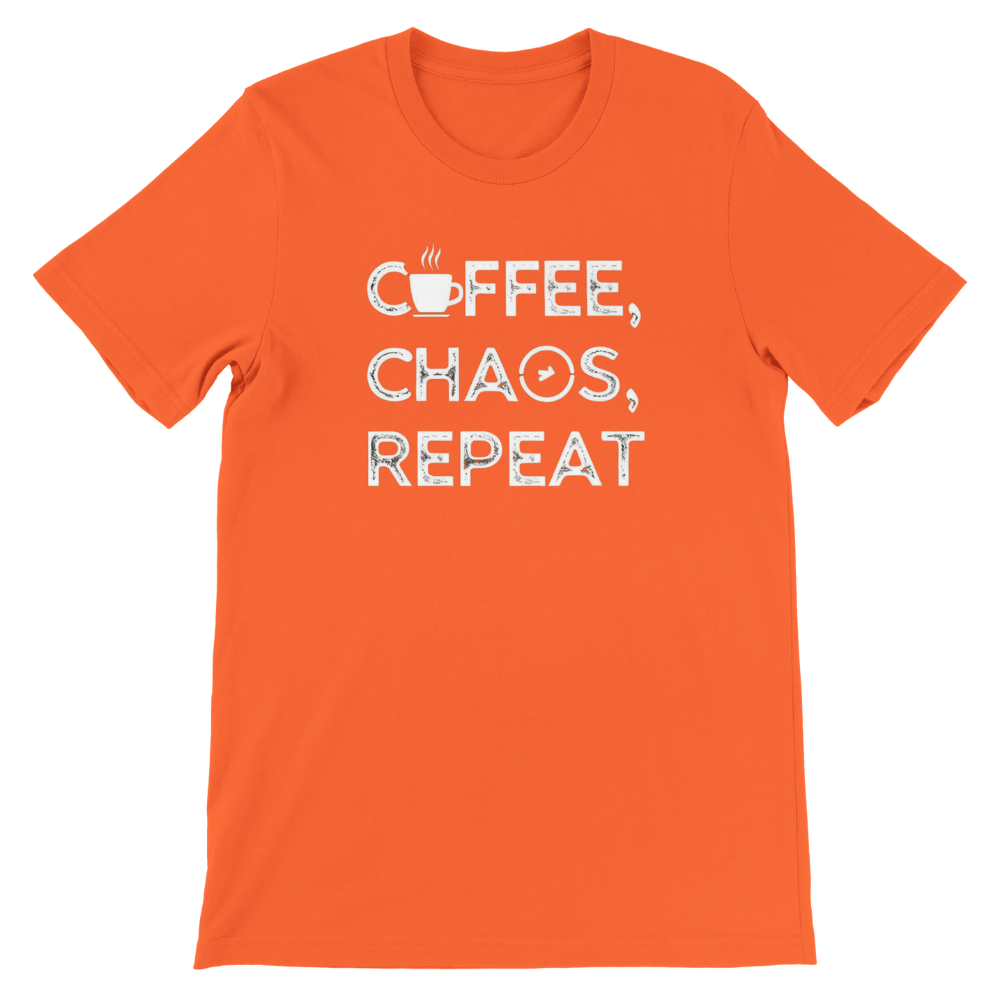 Good Bean Gifts Coffee, Chaos, Repeat - Premium Unisex Crewneck T-shirt | Bella + Canvas 3001 Orange / S