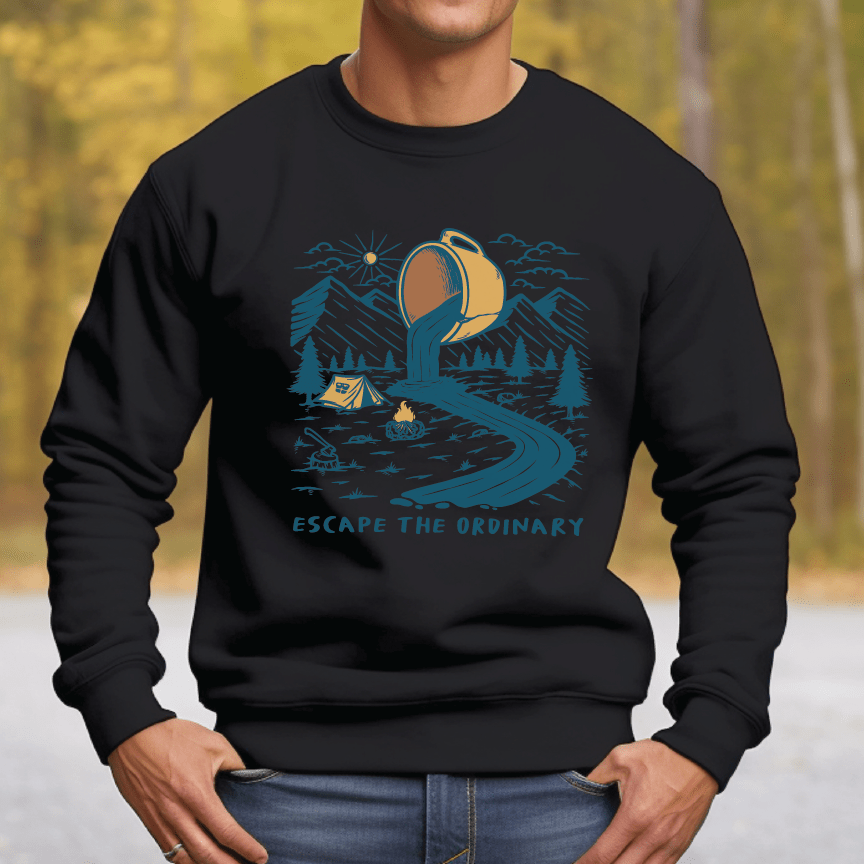 Good Bean Gifts Coffee, Escape the Ordinary - Unisex Crewneck Sweatshirt Black / S