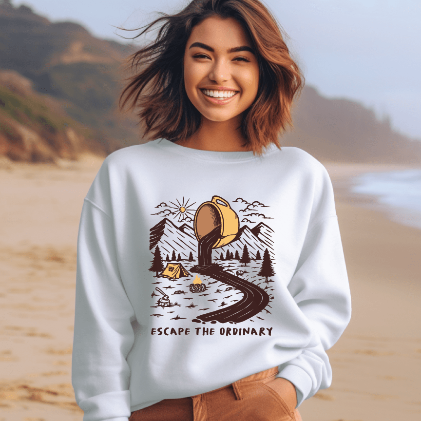 Good Bean Gifts Coffee, Escape the Ordinary - Unisex Crewneck Sweatshirt White / S