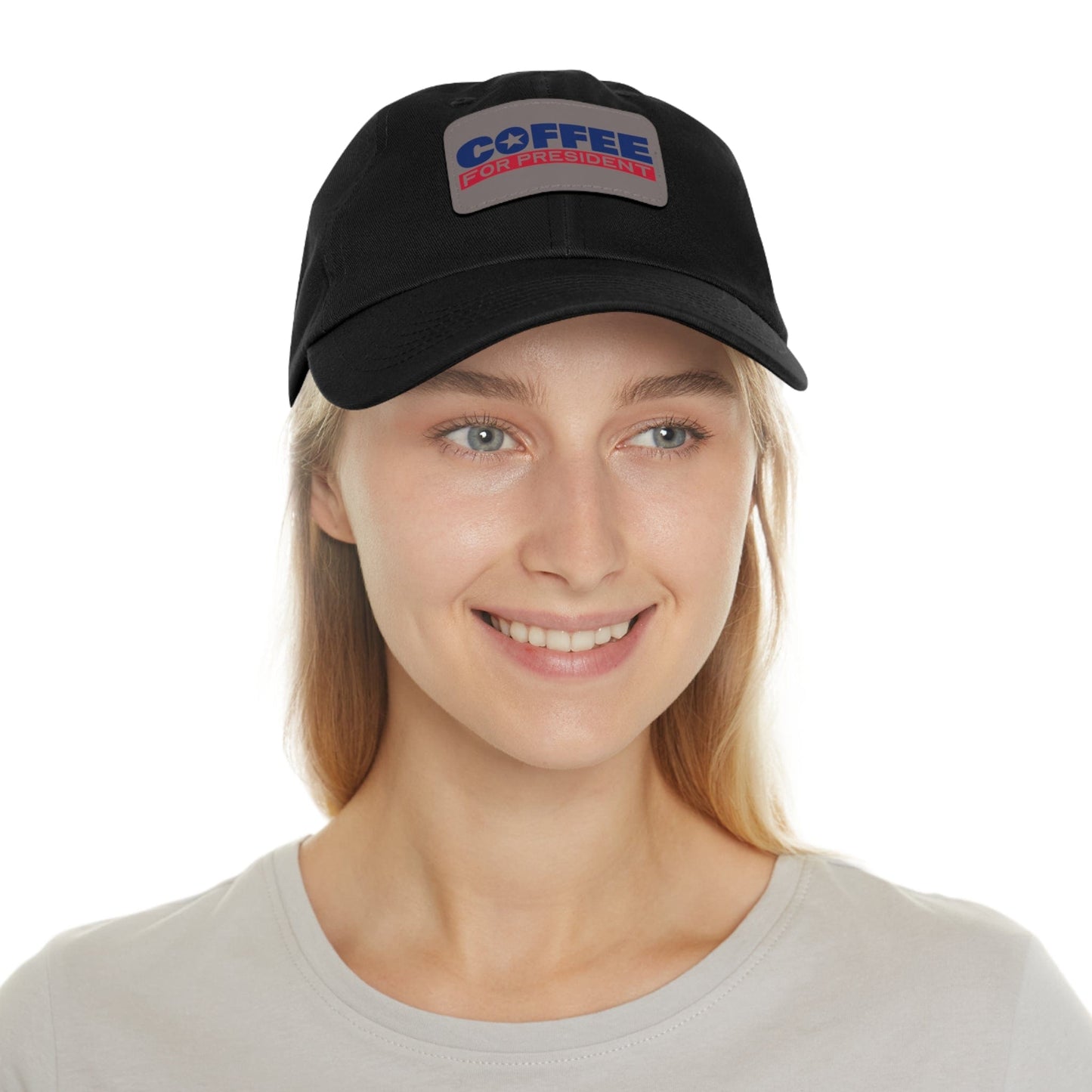 Good Bean Gifts Coffee For President - Styling Hat with Leather Patch (Rectangle)