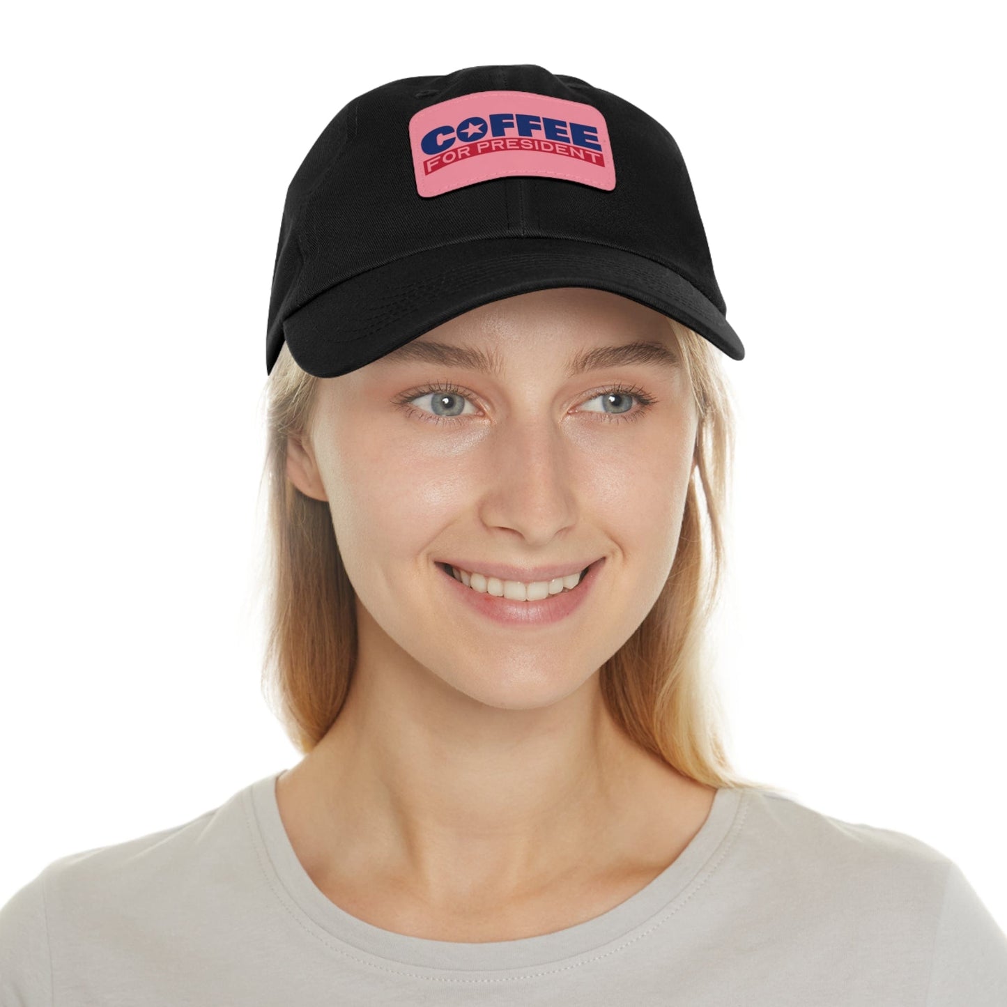 Good Bean Gifts Coffee For President - Styling Hat with Leather Patch (Rectangle)