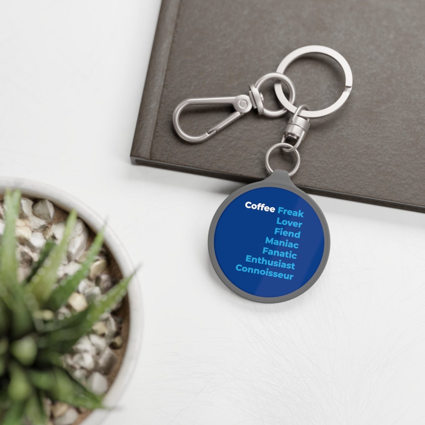 Good Bean Gifts "Coffee Freak" Keyring Tag (Blue w/gray trim) One size / Grey