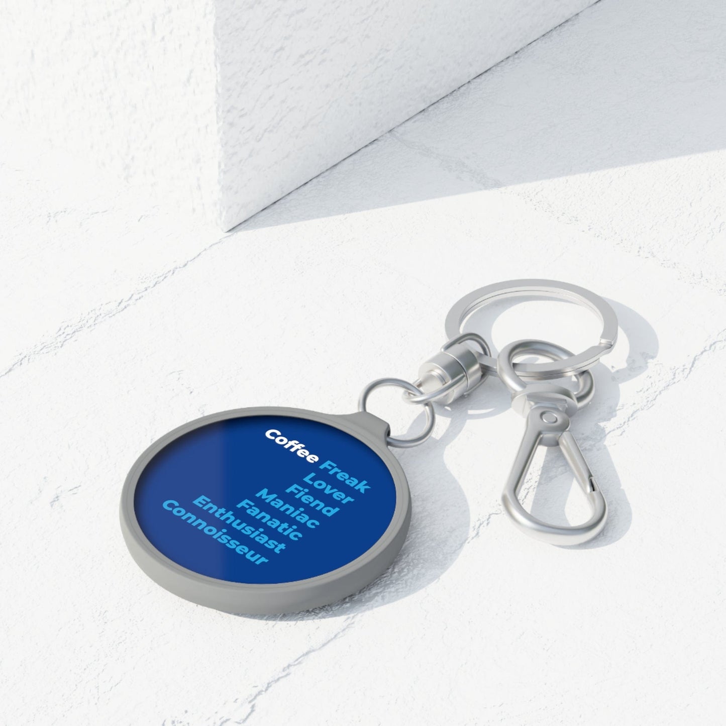 Good Bean Gifts "Coffee Freak" Keyring Tag (Blue w/gray trim) One size / Grey