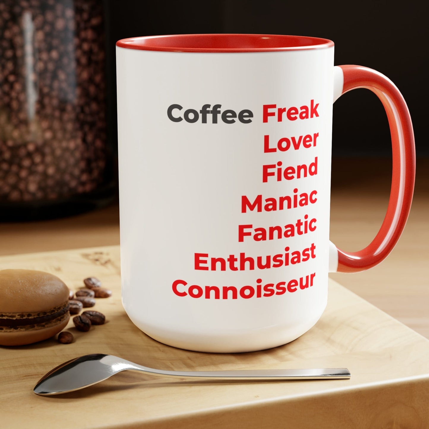 Good Bean Gifts "Coffee Freak" Two-Tone Coffee Mugs, 15oz