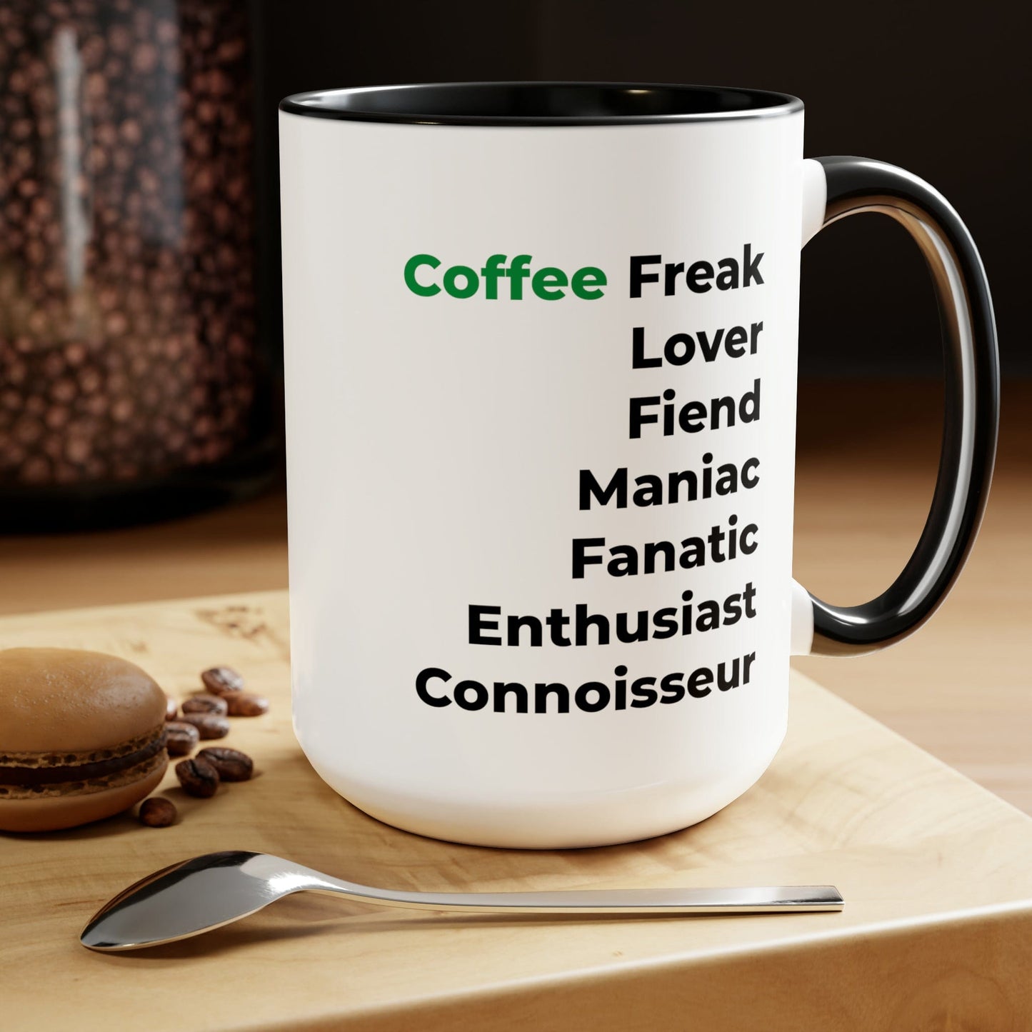 Good Bean Gifts "Coffee Freak" Two-Tone Coffee Mugs, 15oz