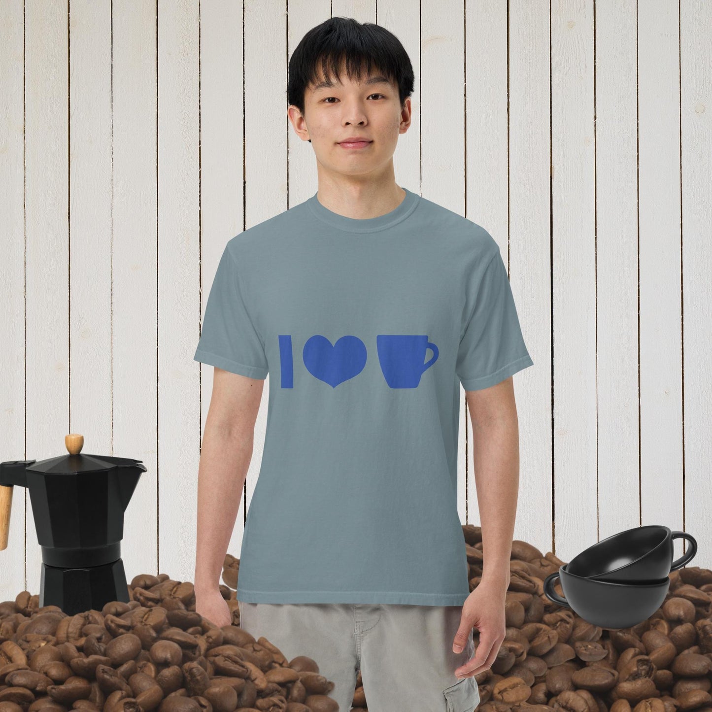 Good Bean Gifts Coffee ICONS Unisex garment-dyed heavyweight t-shirt (Comfort Colors) Ice Blue / S