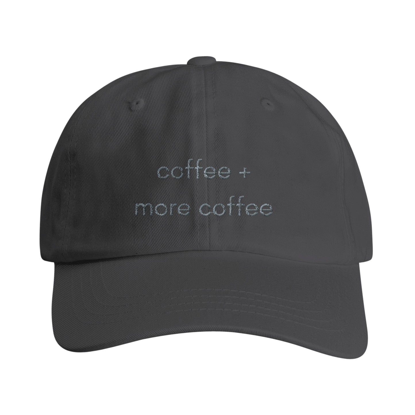 Good Bean Gifts 'Coffee + More Coffee' Dad Cap for Fun Enthusiasts - Coffee Lovers Hat - Dark Grey