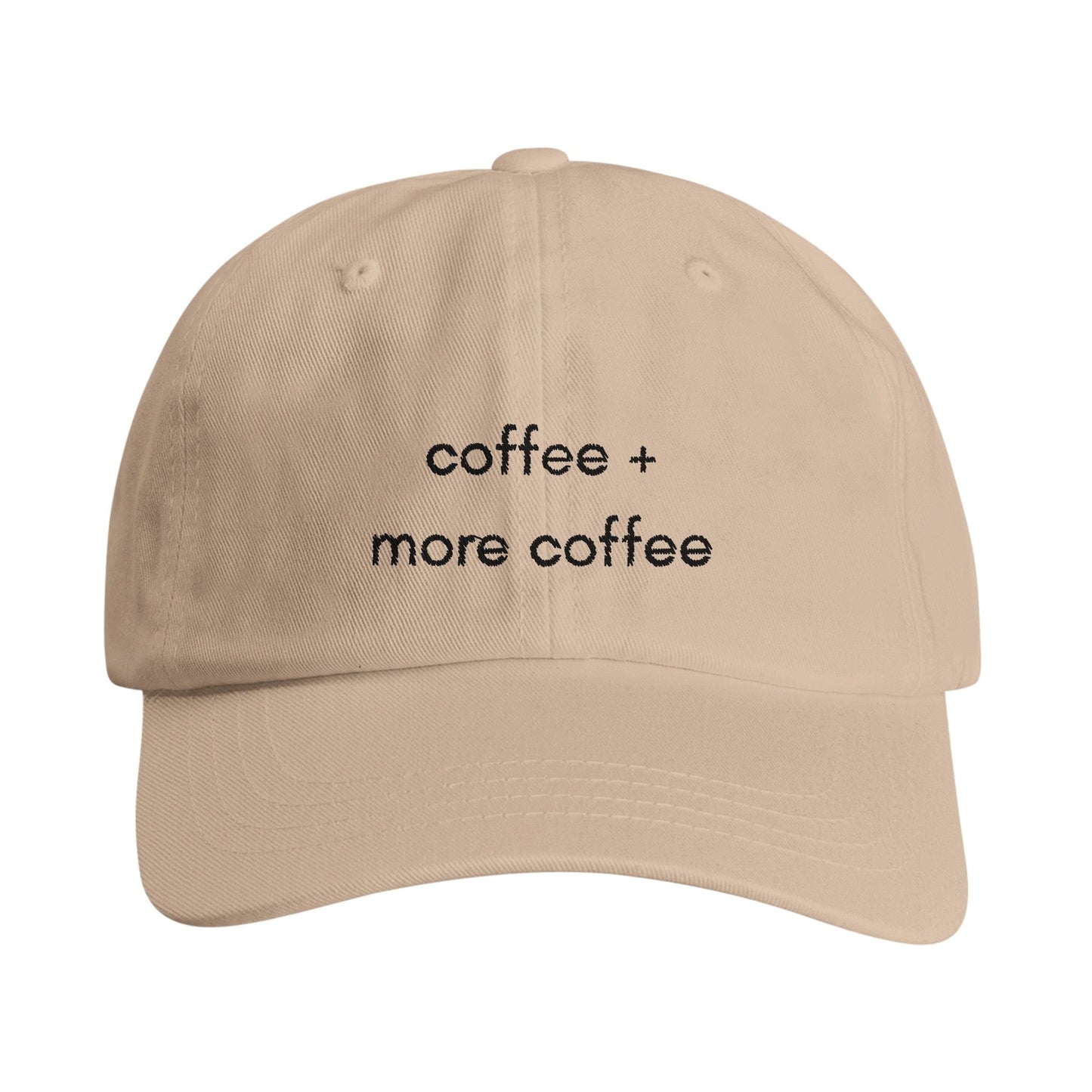 Good Bean Gifts 'Coffee + More Coffee' Dad Cap for Fun Enthusiasts - Coffee Lovers Hat - Khaki