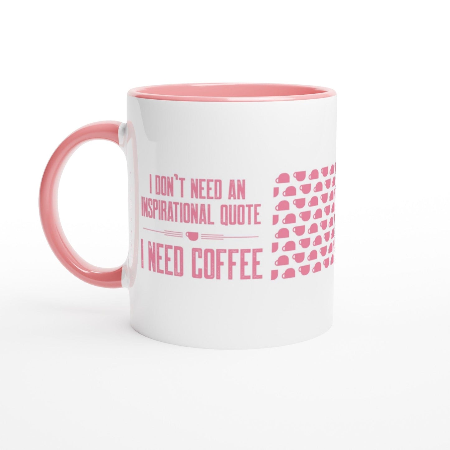 Good Bean Gifts "Coffee Not Quotes" (Coffee Bean accent) White 11oz Ceramic Pink