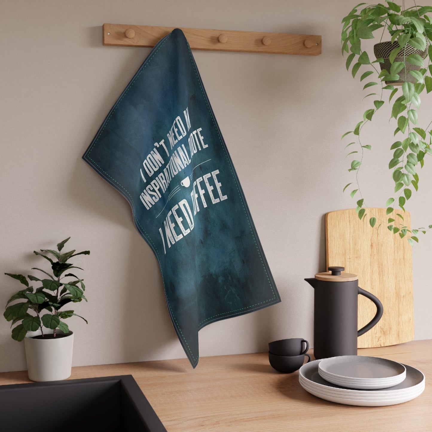 Good Bean Gifts "Coffee not Quotes:" Kitchen Towel Cotton Twill / 18" × 30"