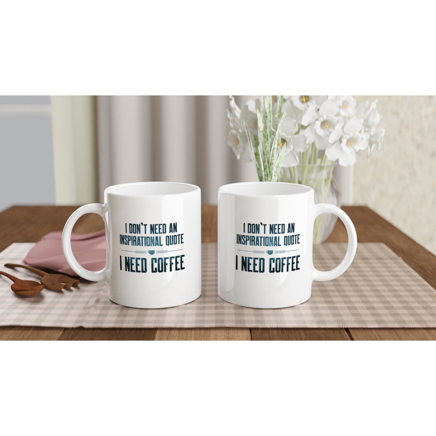 Good Bean Gifts "Coffee not Quotes" White 11oz Ceramic Mug