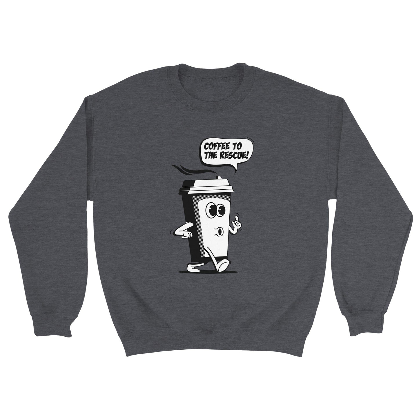 Good Bean Gifts "Coffee to the Rescue" - Classic Unisex Crewneck Sweatshirt Dark Heather / S