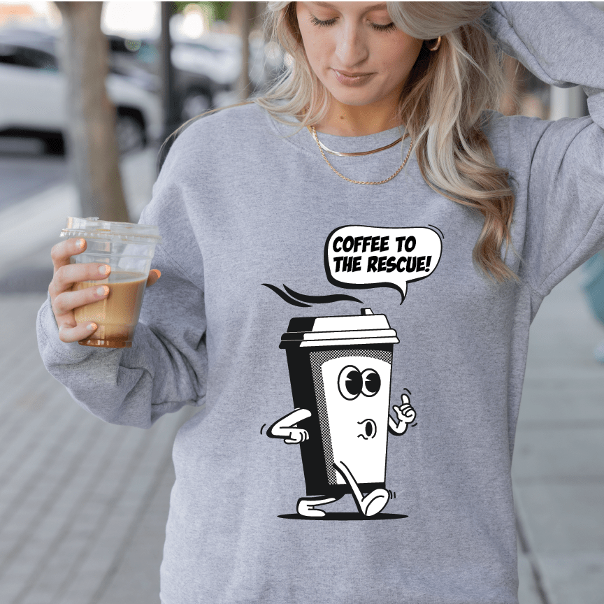 Good Bean Gifts "Coffee to the Rescue" - Classic Unisex Crewneck Sweatshirt Sports Grey / S