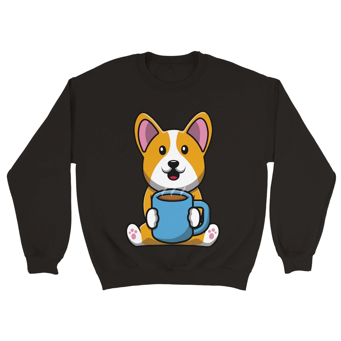 Good Bean Gifts Coffee with the Corgi - Unisex Crewneck Sweatshirt Black / S