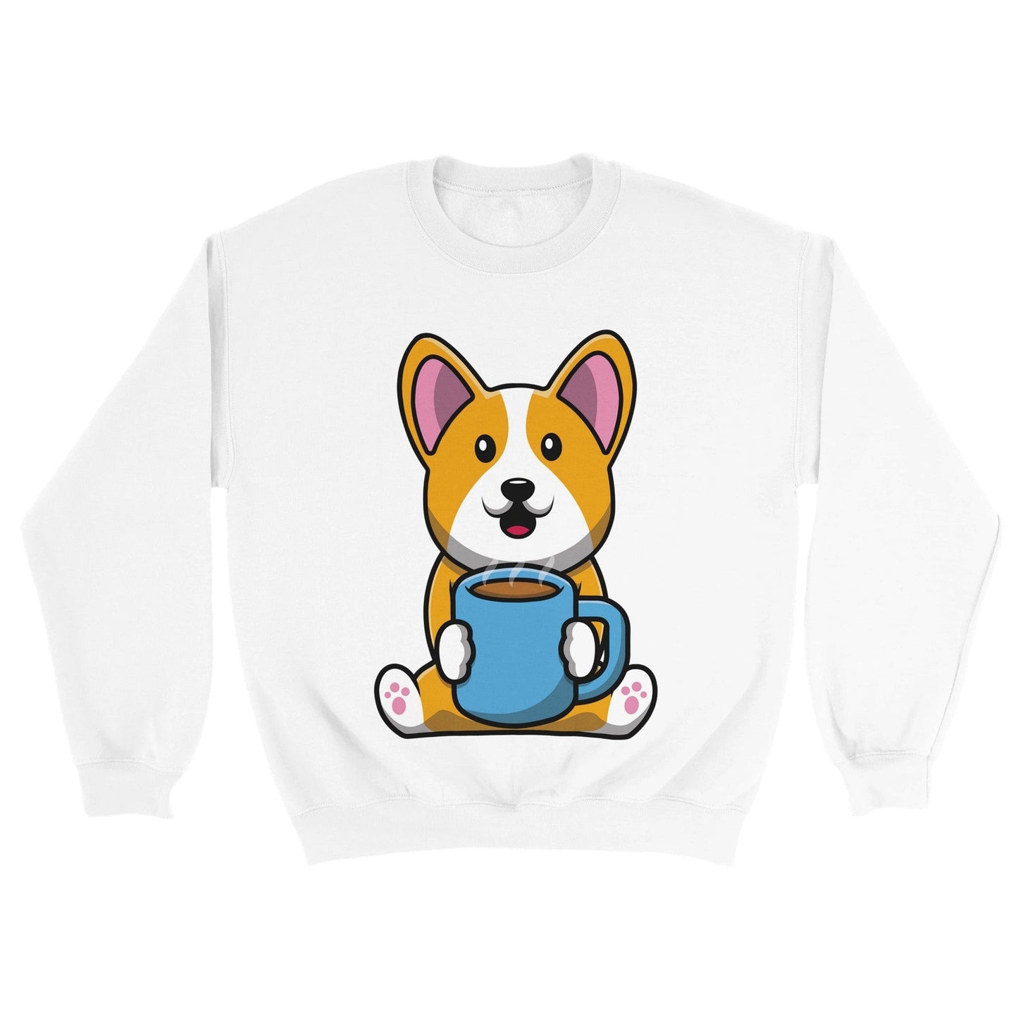 Good Bean Gifts Coffee with the Corgi - Unisex Crewneck Sweatshirt White / S