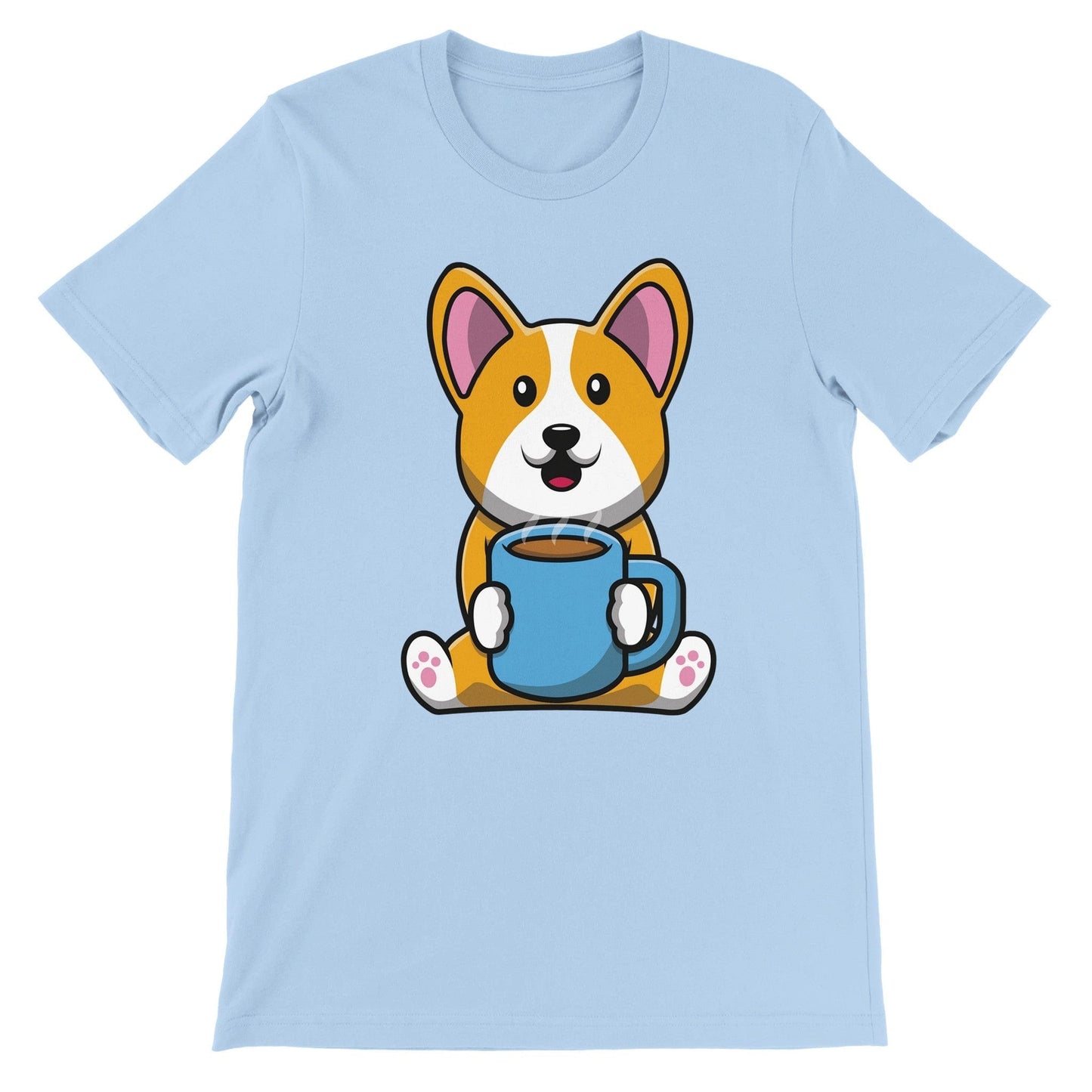 Good Bean Gifts Coffee with the Corgi - Unisex Crewneck T-shirt Baby Blue / S