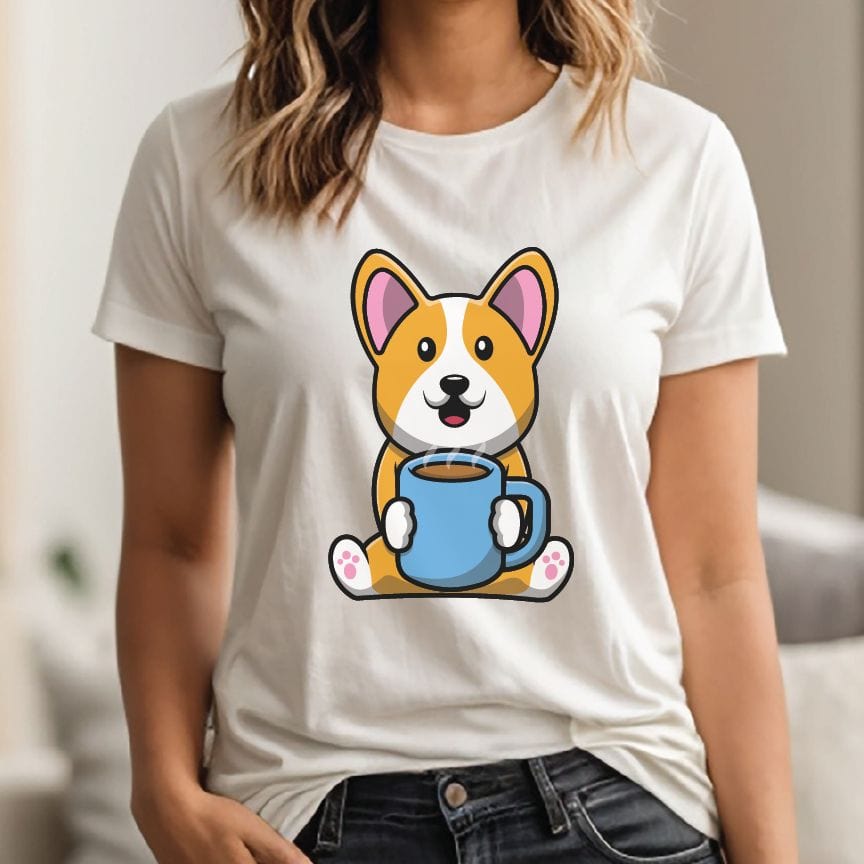 Good Bean Gifts Coffee with the Corgi - Unisex Crewneck T-shirt White / S